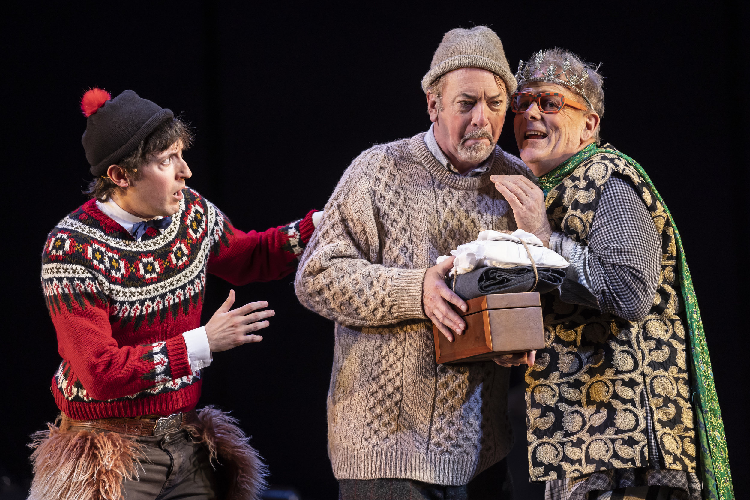 Will Allan (Clown), Tim Monsion (Old Shepherd) and Philip Earl Johnson (Autolycus) in The Winter’s Tale by William Shakespeare, directed by Robert Falls.