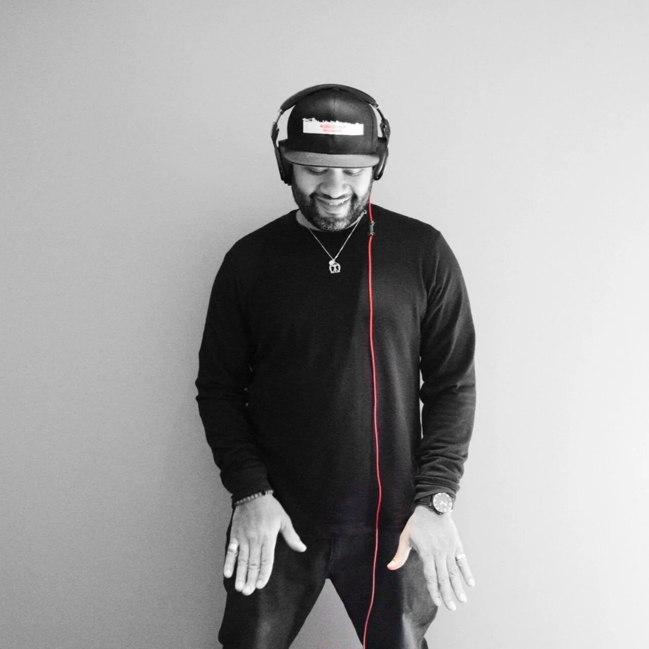 DJ with Headphones Brooklyn Red