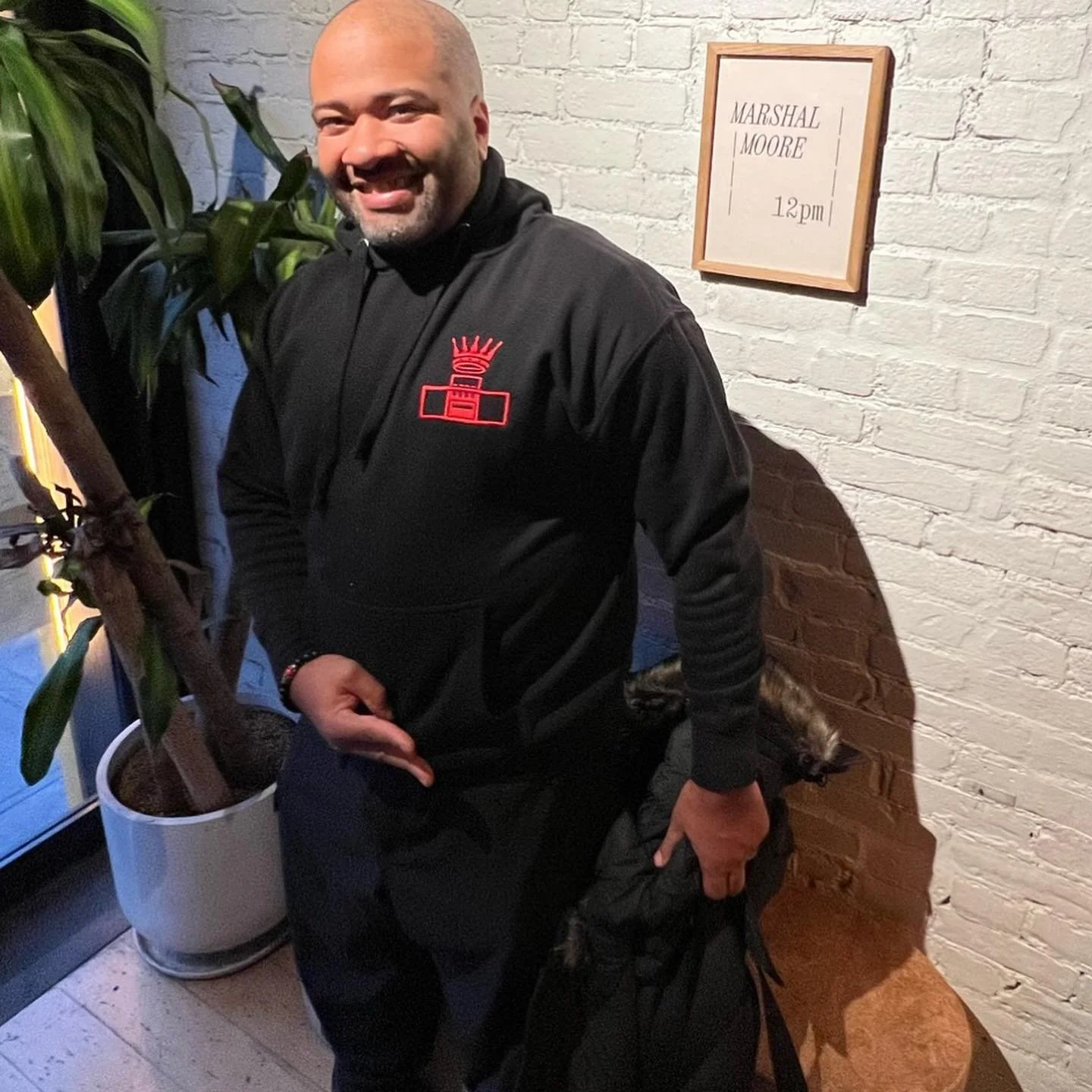 @sohodutch repping the new @crownheightsradio hoodie and sports shirt!  @eavesdrop.nyc