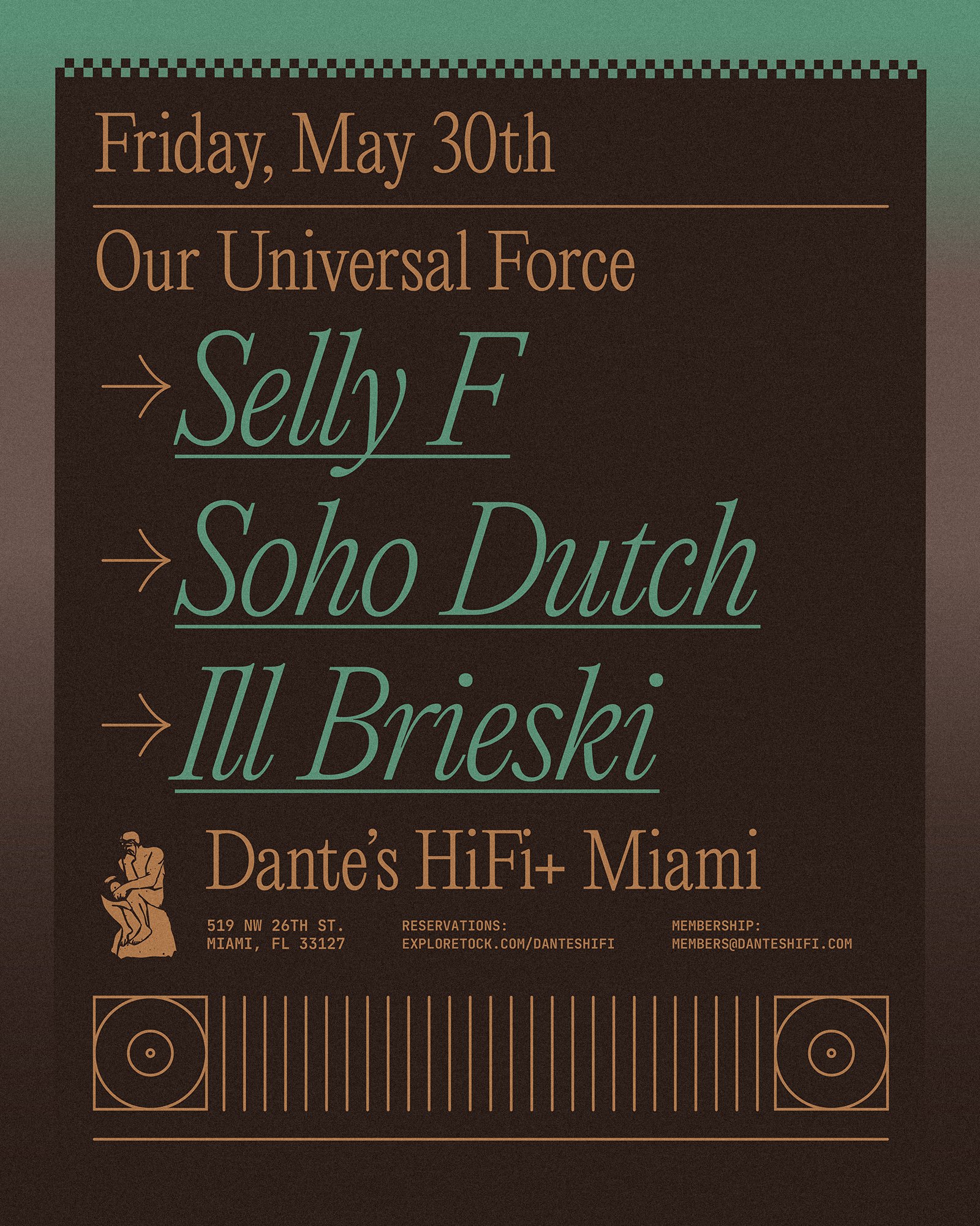 Flyer for DJ Event at Dante's HiFi