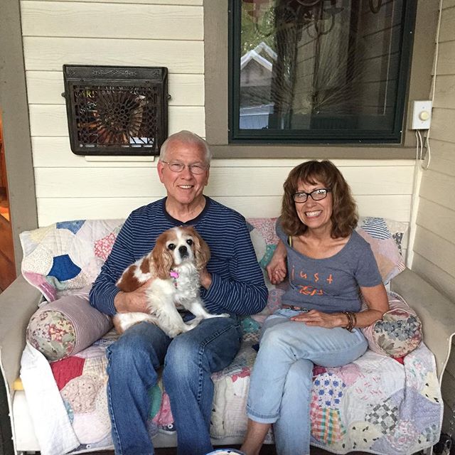 My darling Mercy with two darling friends.  Best back porch in Nashville!