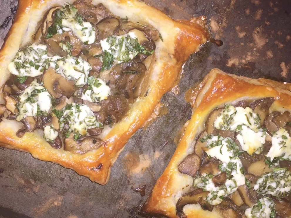 Carmelized Onion, Mushroom & Goat Cheese Tartlets
