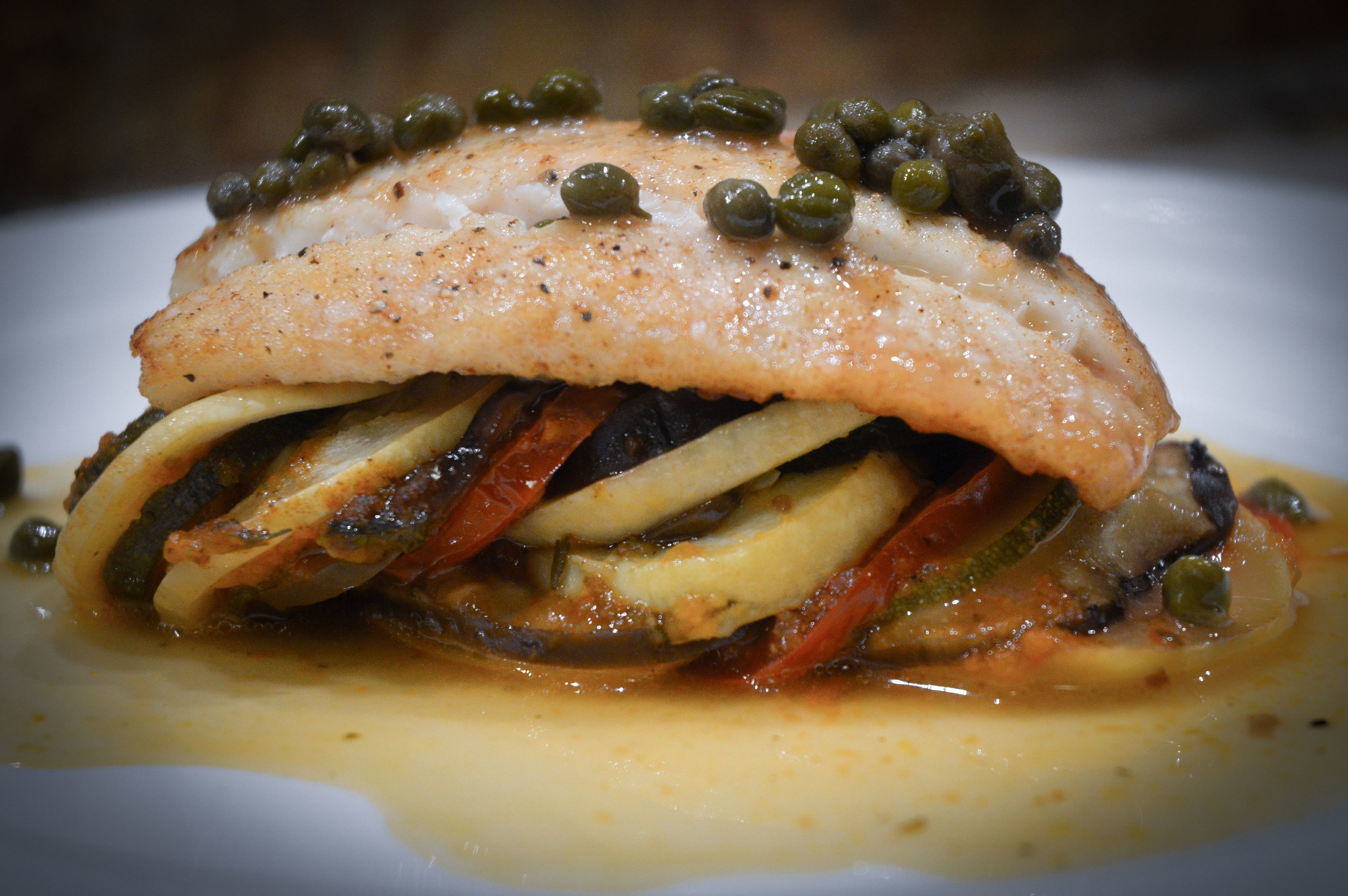 Sole Meuniere over Ratatouille