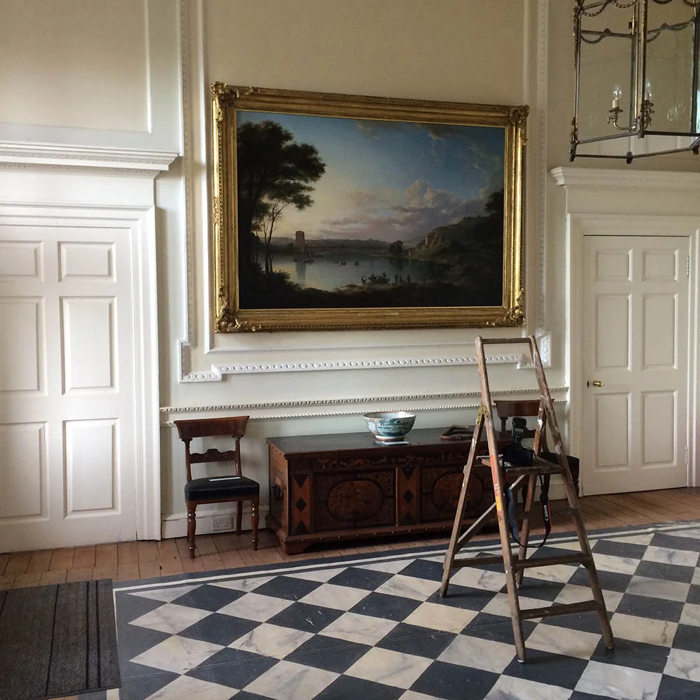 At work photographing a painting by Alexander Nasmyth on display at Paxton House in Berwickshire. The result can be seen in the carousel above.