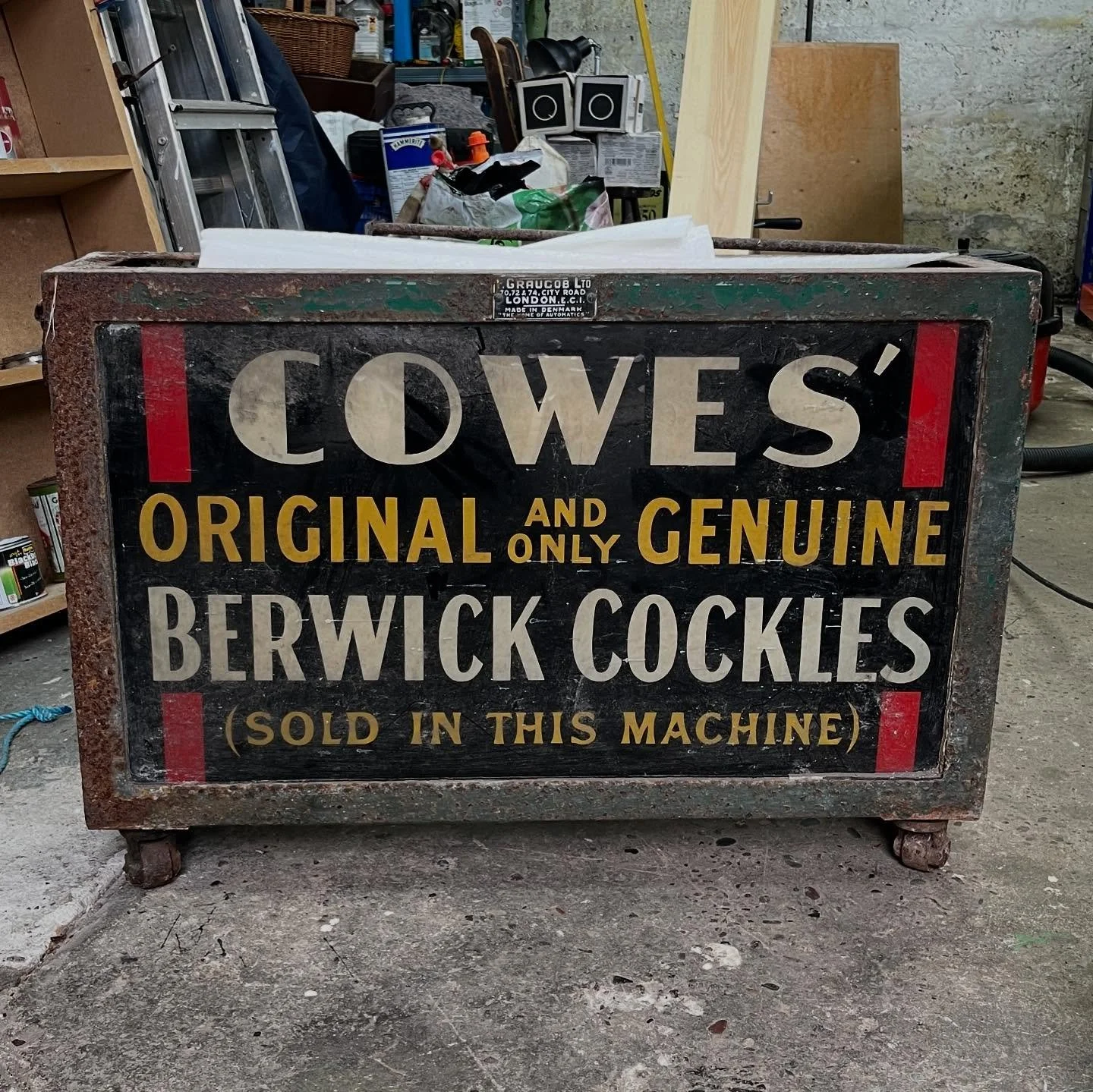 Find of the century!!

After around 10 years of trying to buy this sign, yesterday I finally managed to strike a deal. 

Many years ago I used to go into a shop in Berwick and the owner, knowing about my interest in Cowe&rsquo;s Berwick Cockles, used
