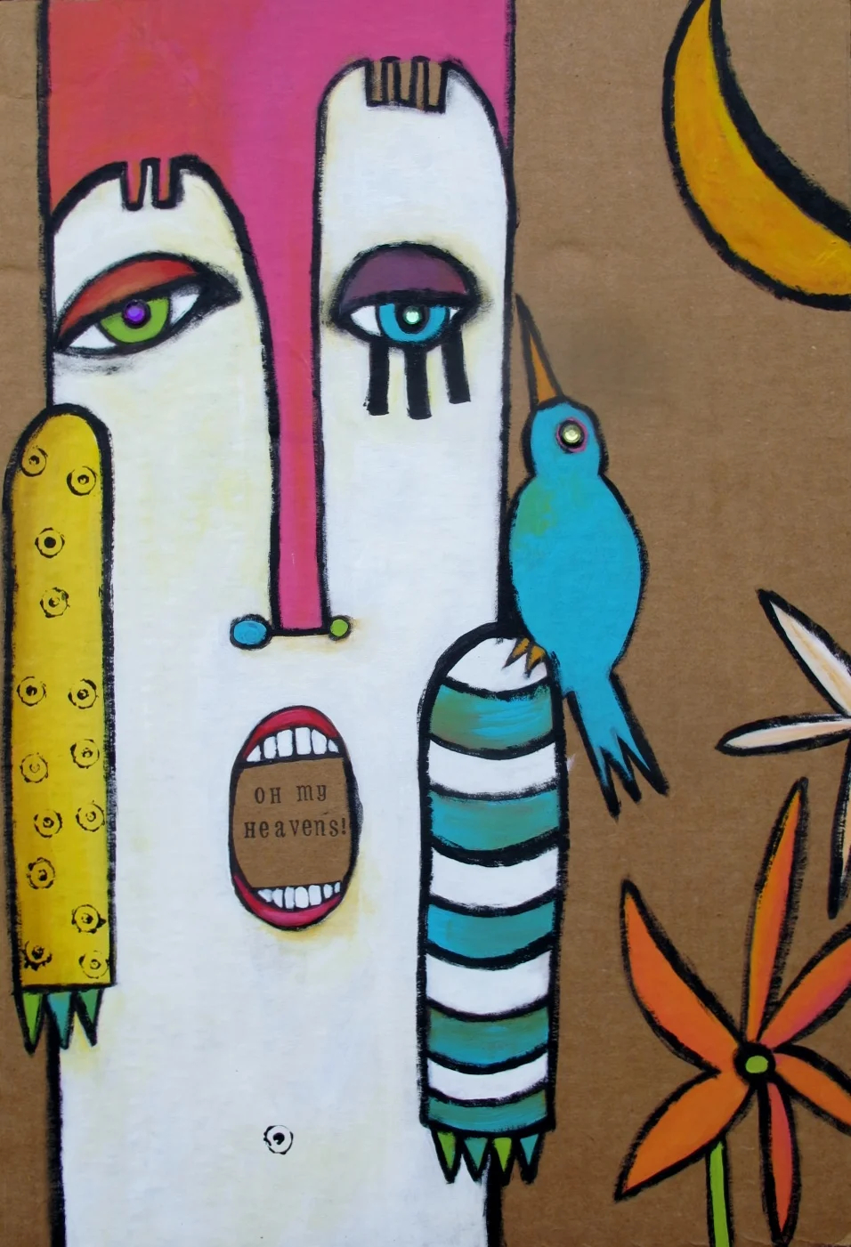  Oh My Heavens approx 12" x 16" Acrylic/cardboard 