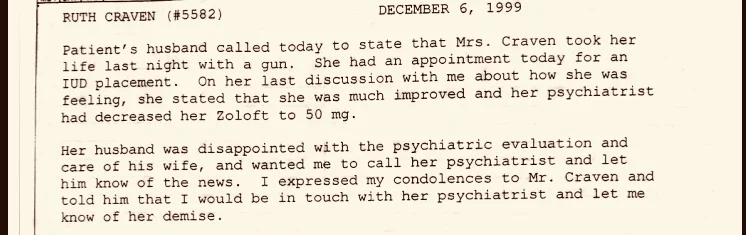 A note in Ruth Rhoden Craven's OB records.