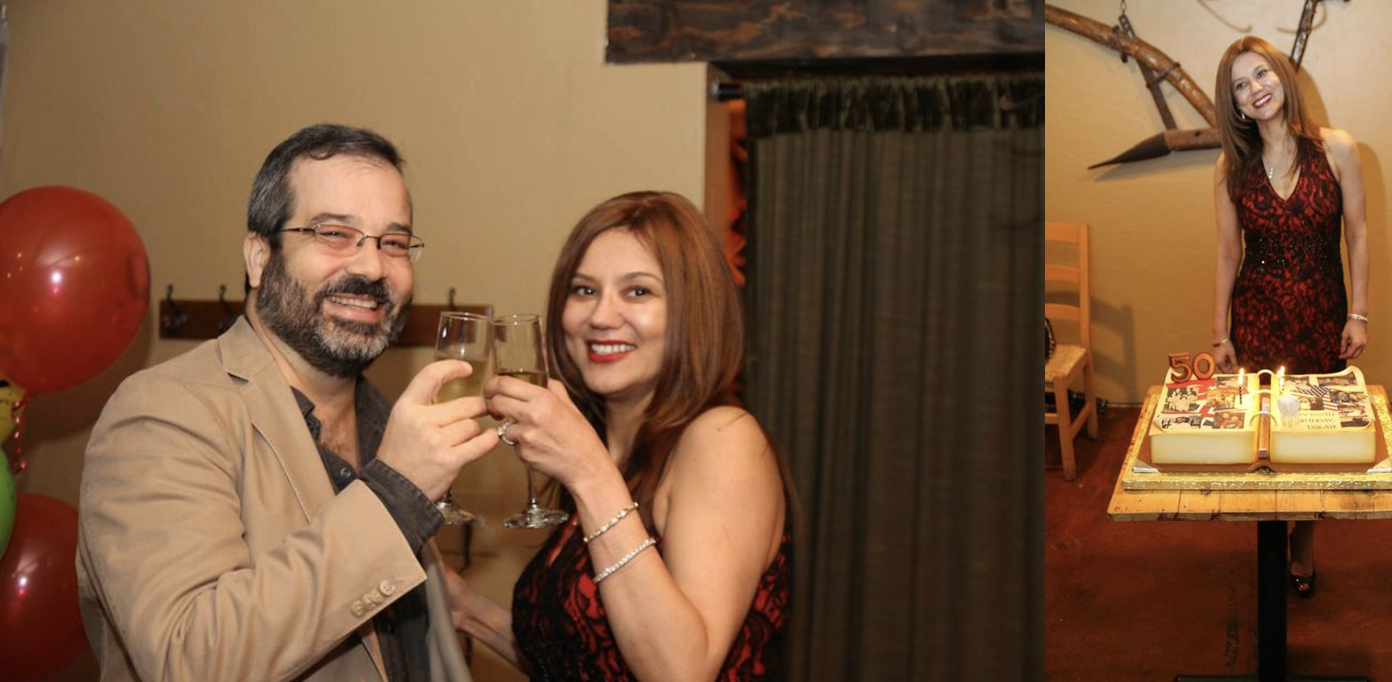 Dr. Tulay Kent enjoying her 50th birthday party with friends and family.
