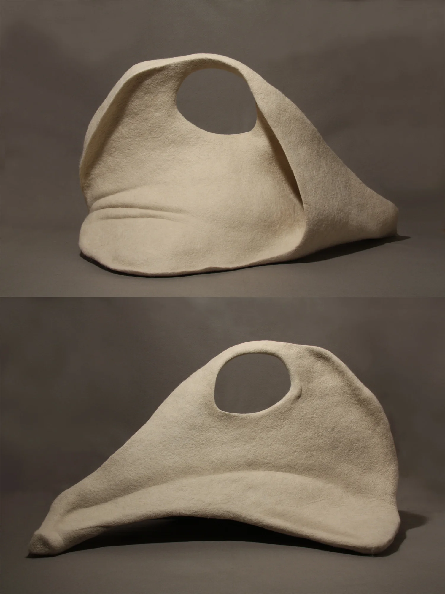 Large Flesh & Bone #1 (Arched Openings), wool and industrial felt, 30" x 55" x 30", 2012