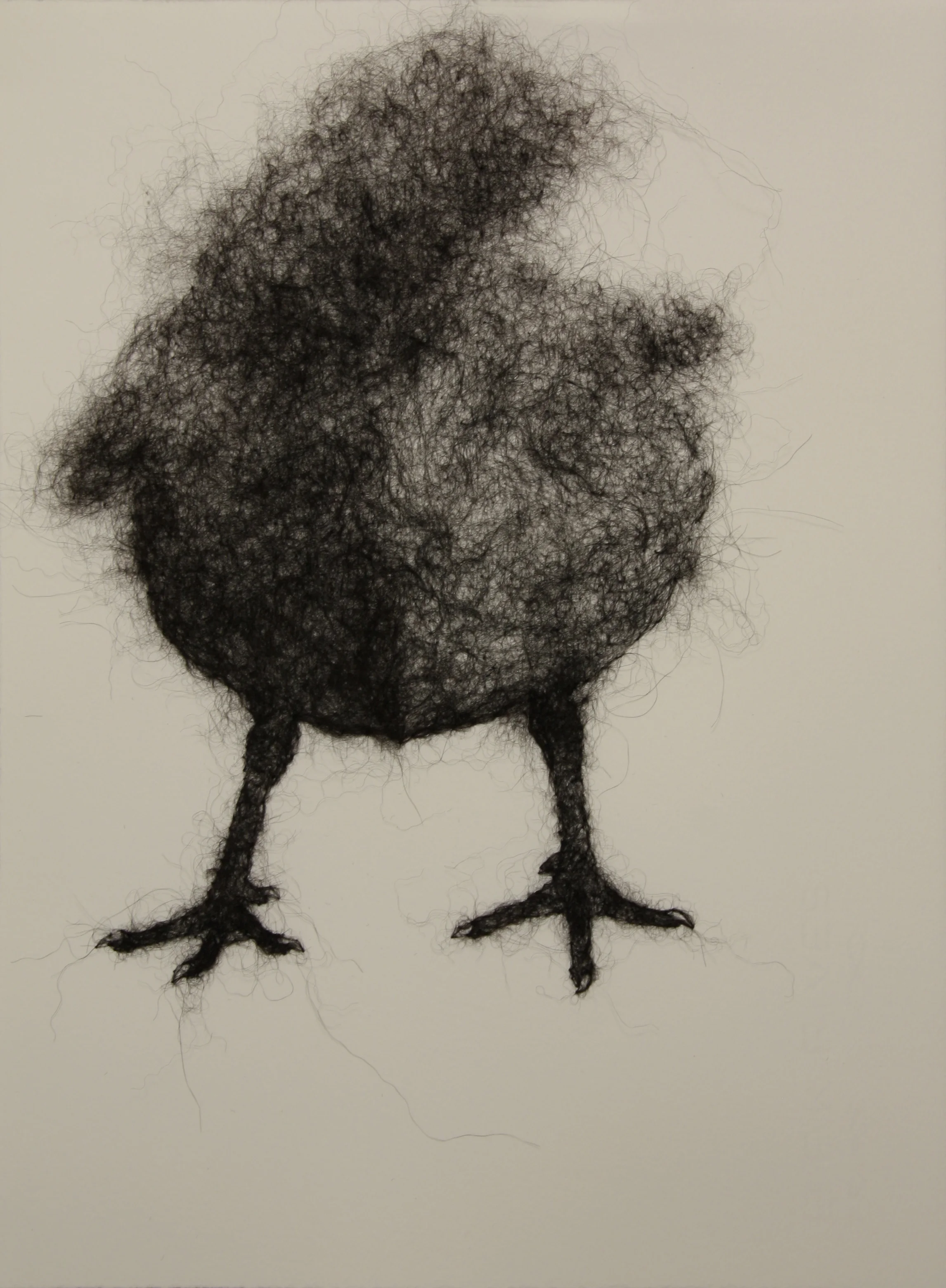 Bird Leg Gesture 4 , wool through paper, 15" x 11", 2007. Private Collection.