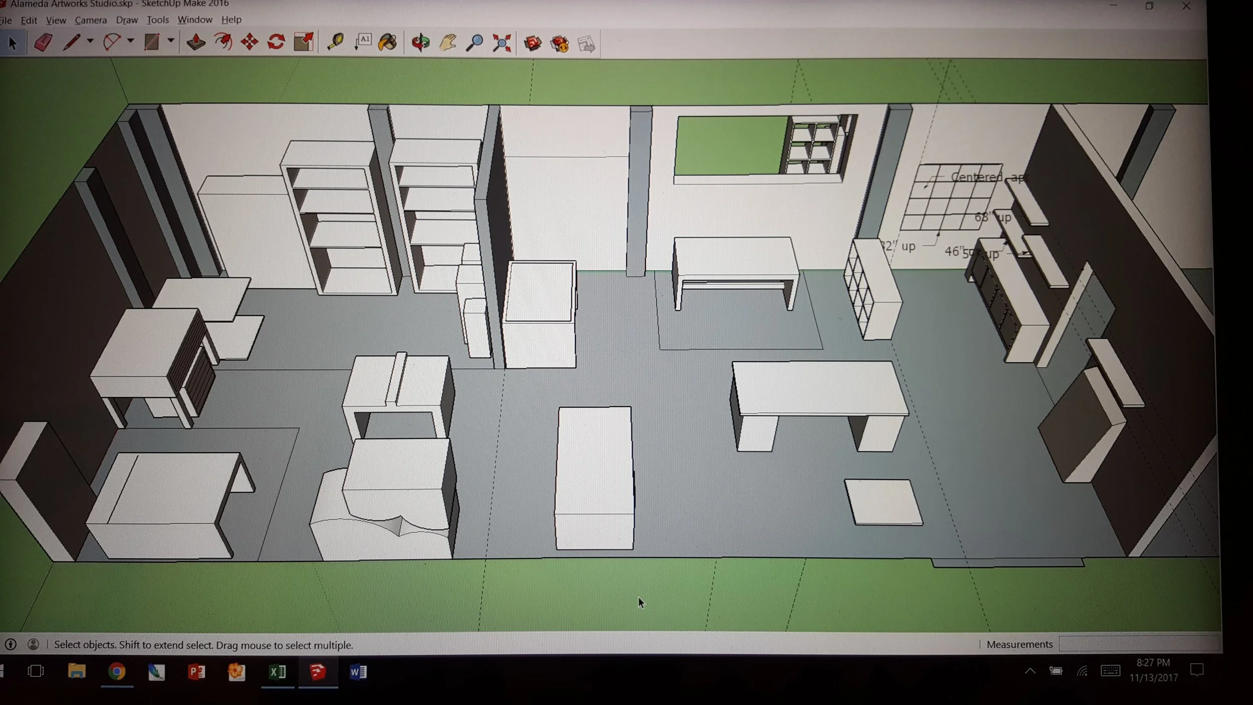 Google SketchUp rendering of my space, sort of.