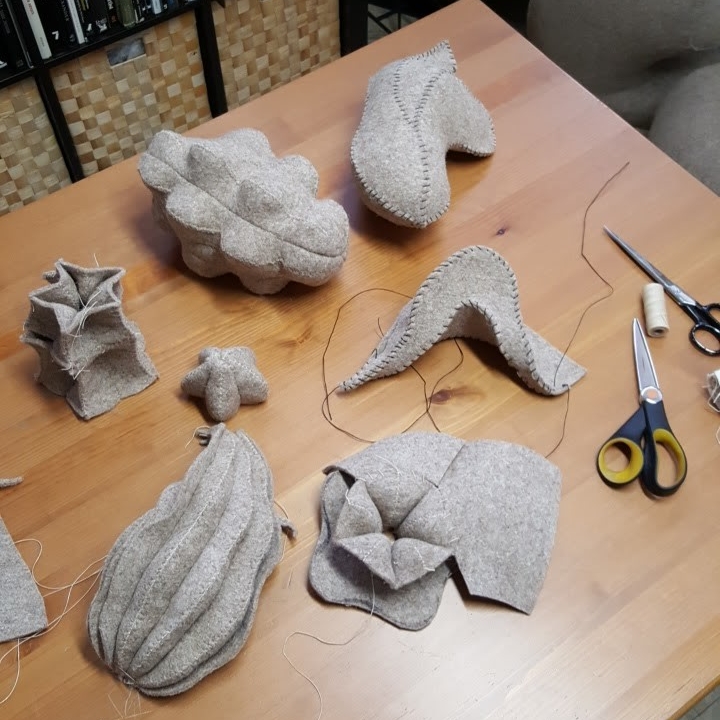 Early prototypes of organic/geometric forms for potential InTouch pieces.