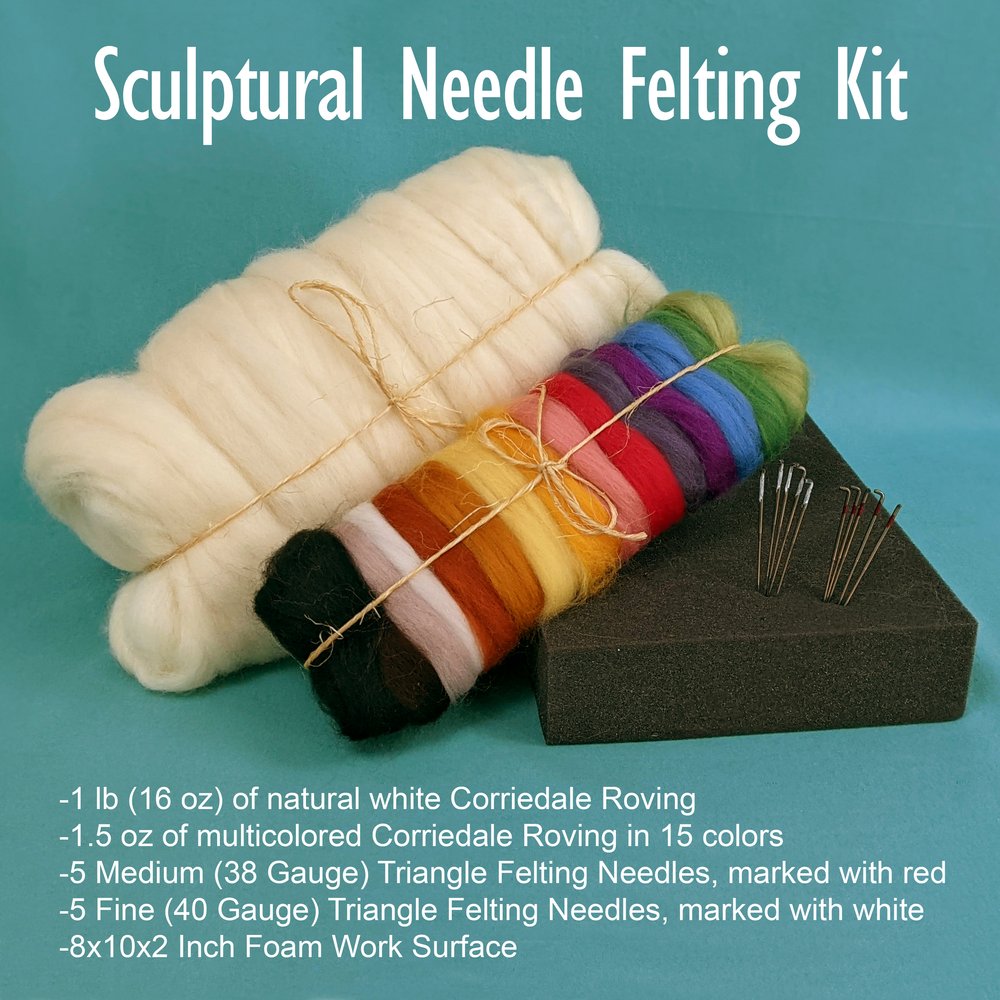Needle Felting Kit for Beginners, TSV 50 Colors Wool Roving for Needle  Felting, Wool Felt Tools with Plastic Storage Box, Wool Felt Tools with  Felting