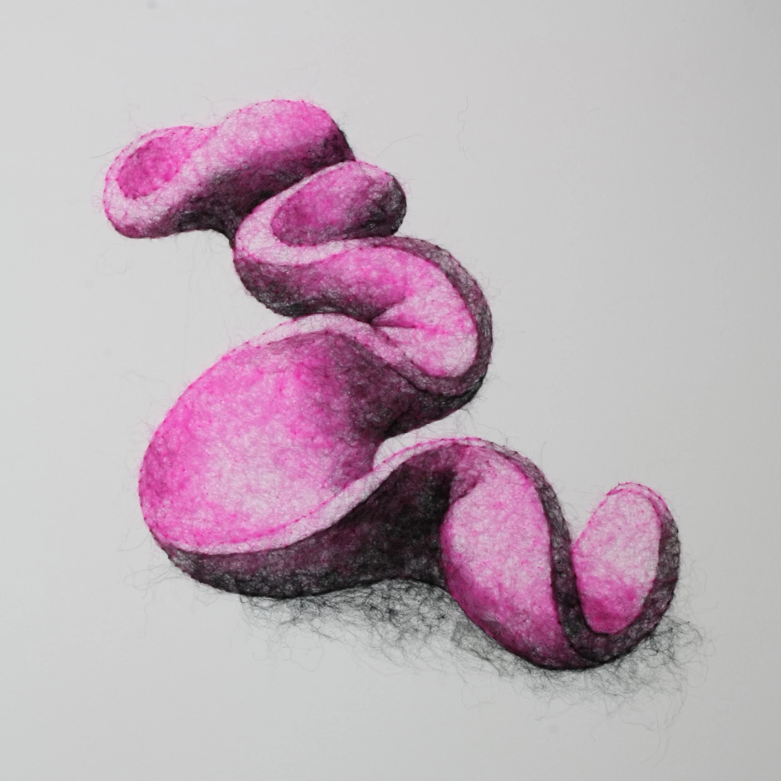 Succulence 4 (Opuntia) , wool through paper, framed, 15 x 15 x .25 inches, 2025
