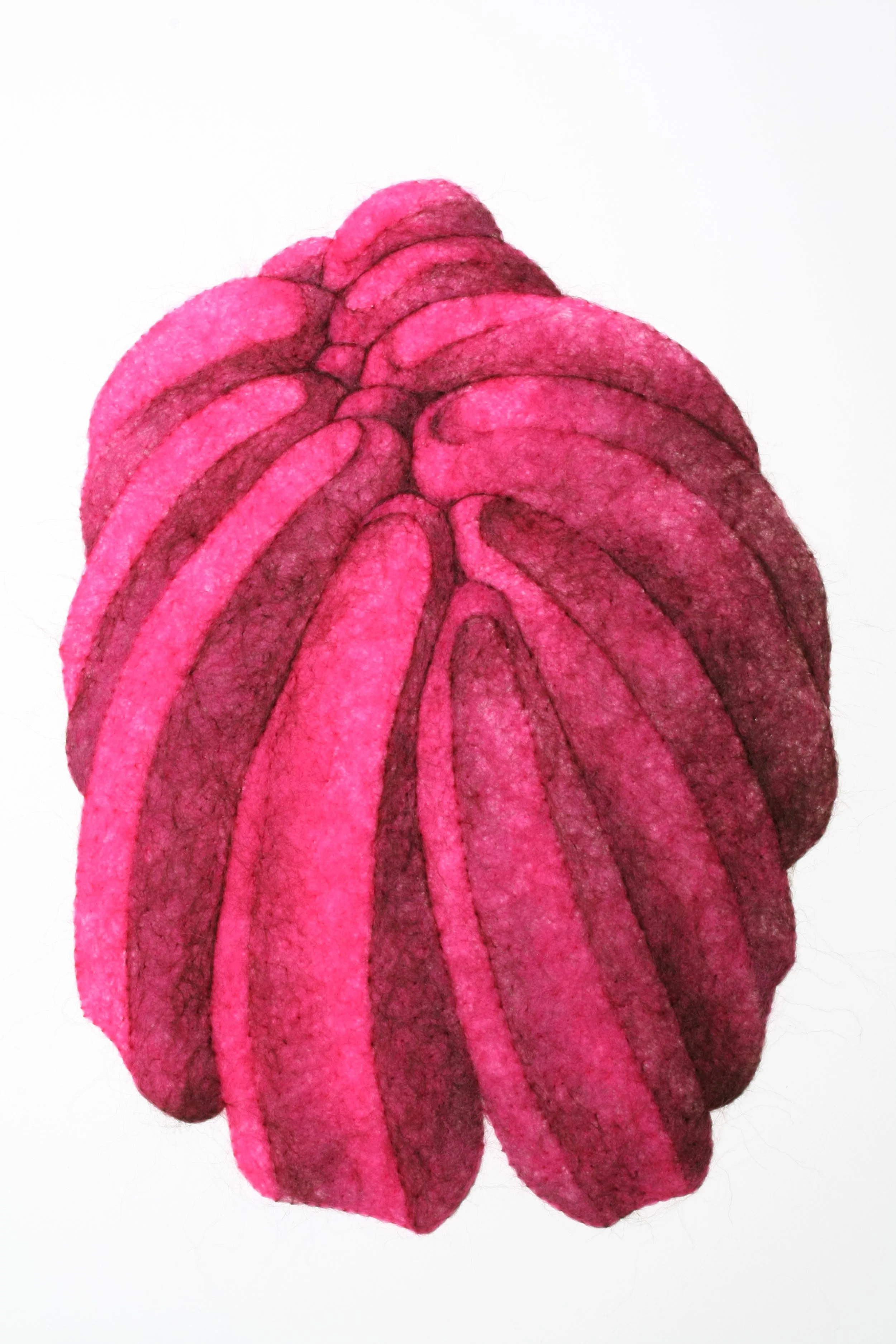 Succulence 2, wool through paper, 22 x 15 x .25 inches, 2025