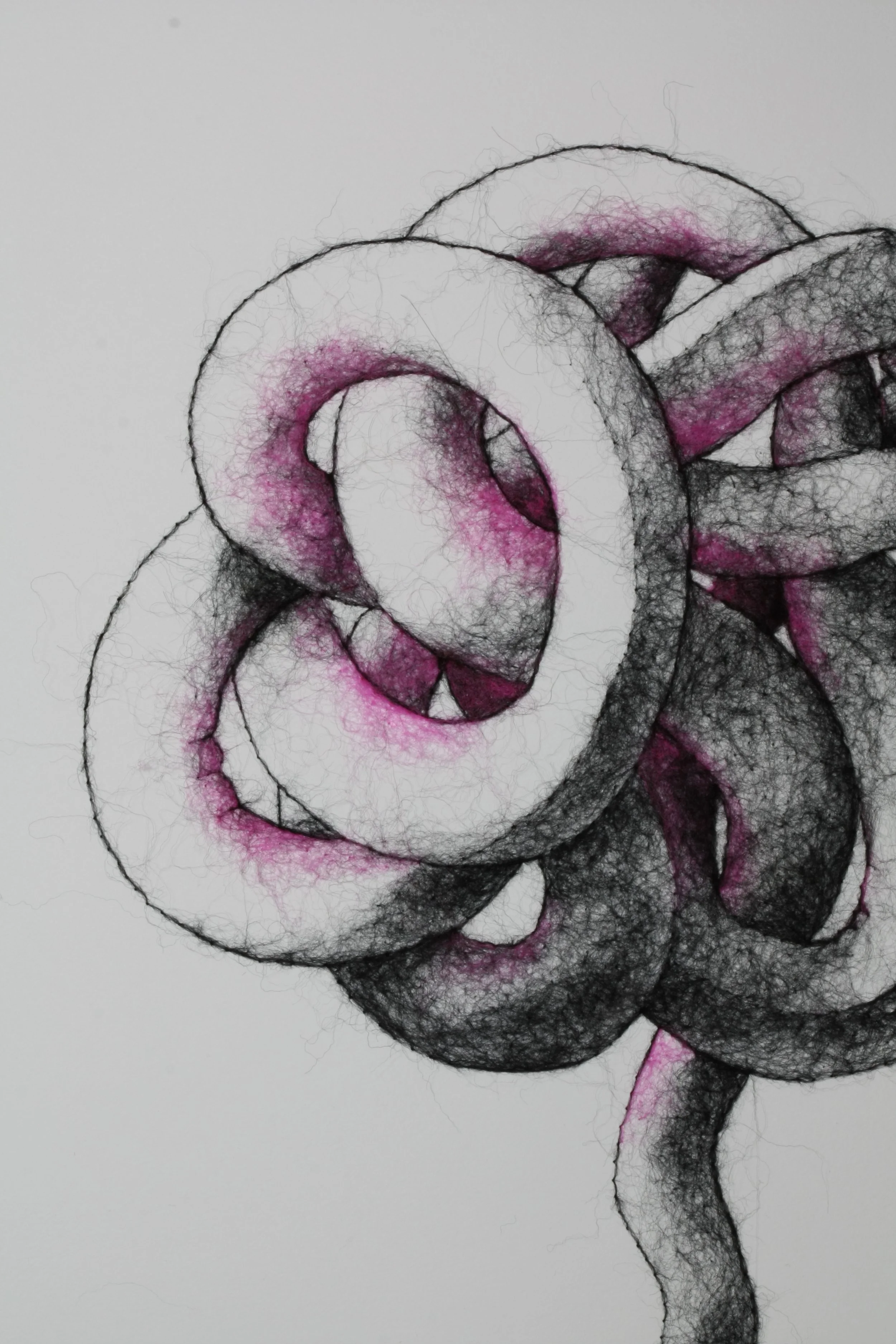 Ravel, wool through paper, 22 x 15 x .25 inches, 2025