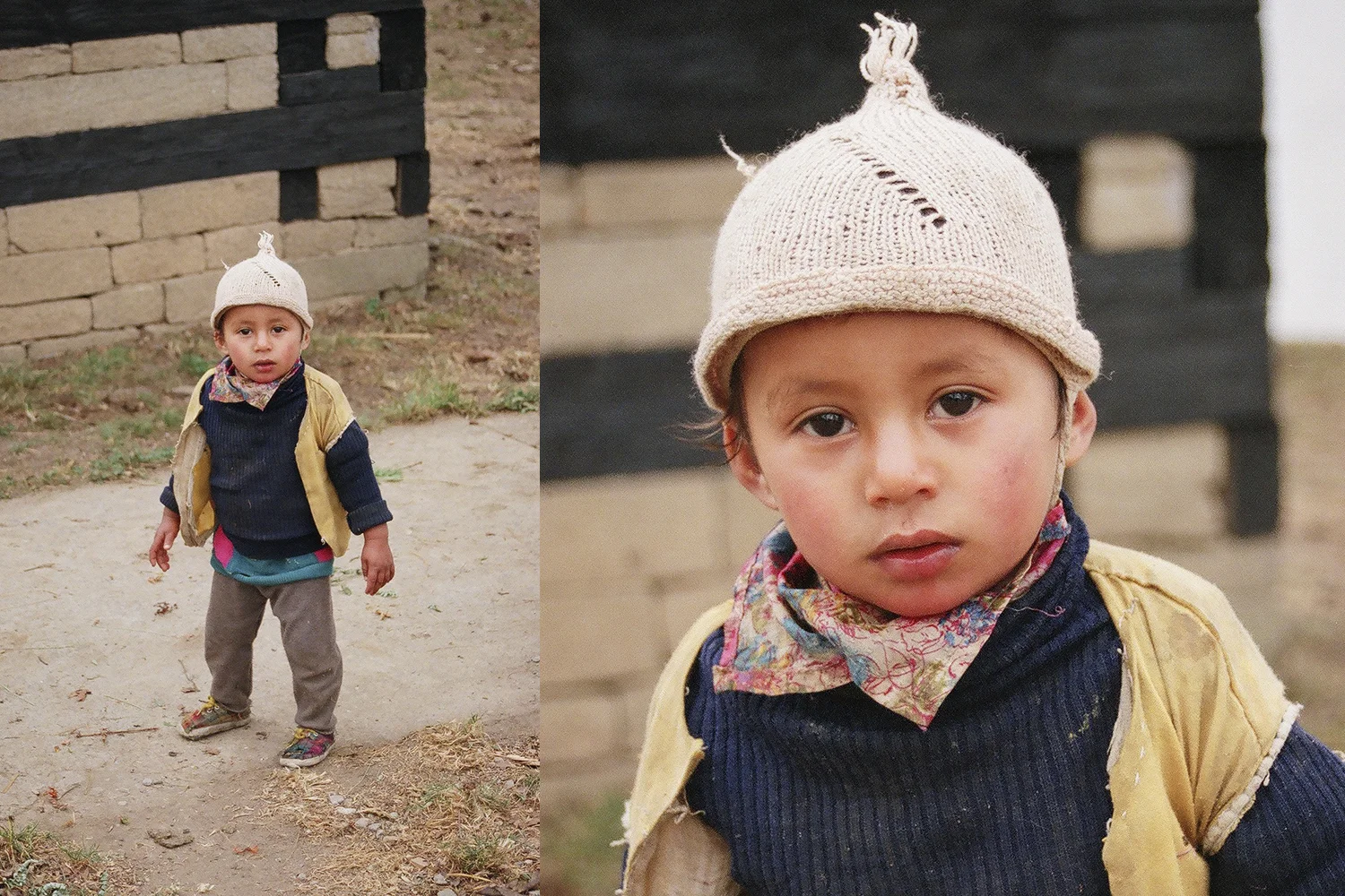 Local Nepali Gorkha Bhau (Boy). Such a cute styling Bhau with a sharp tongue on him. Most of the children who grow up in these hills are free spirited and confident. Wild children just enjoying nature to its absolute fullest. Playing with cows, stealing fruit from local orchards. Not worried about getting dirty and definitely not shy. Every child in the village has a similar childhood. Does not matter what background you are from. Nature is their playground! All the knitwear worn has probably been knitted by his mother. All Pahari (of the mountains) women are avid knitters. In the winter months with no central heating and obviously being snowed in. The women spend the winter months knitting. Most of the workers in the farms are Nepali descent. The Nepali people are known for being extremely hardworking. They know how to do hard labour-navigating steep inclines on challenging terrain. This photo was taken in 2008.