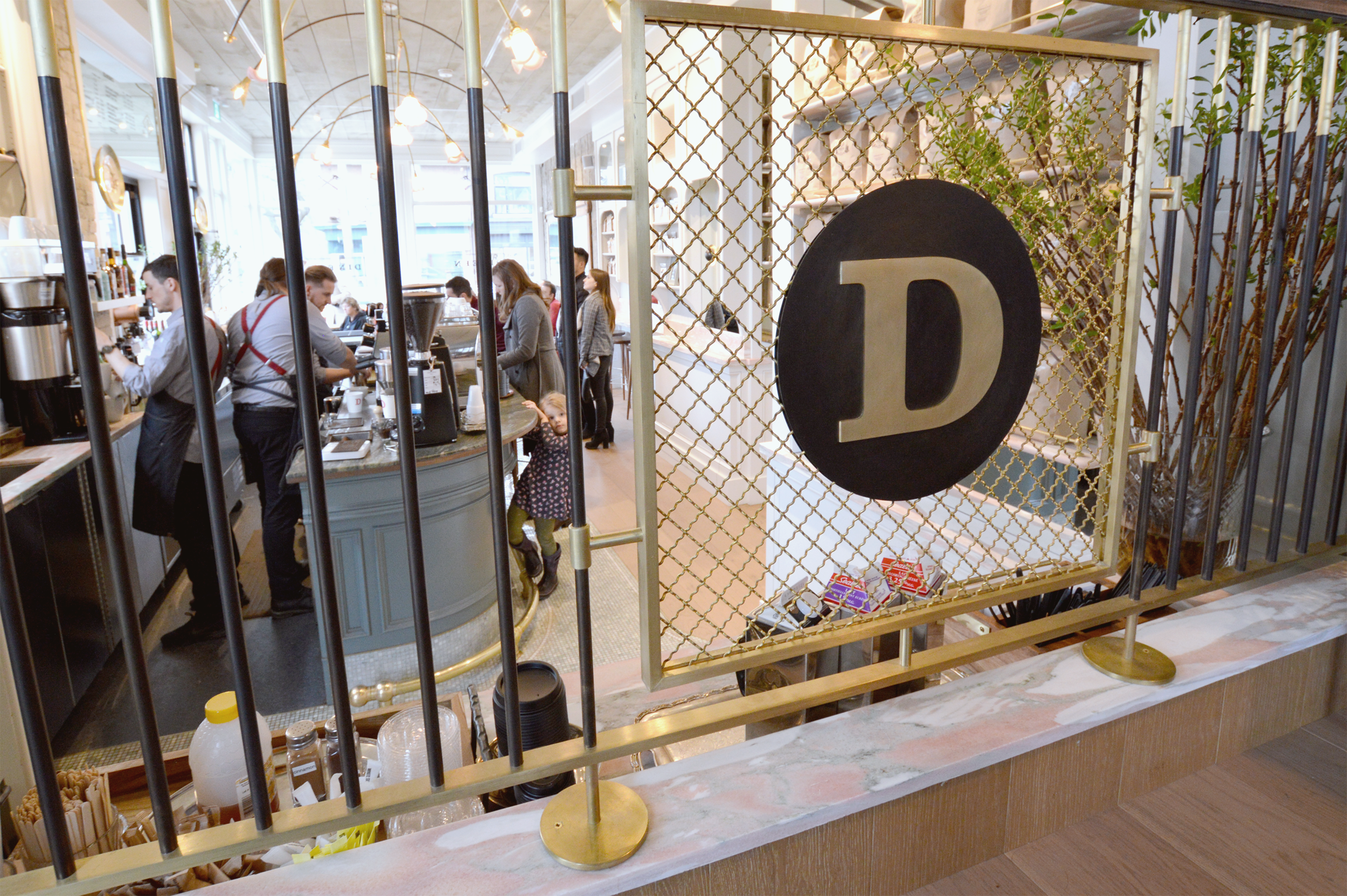 The upstairs seating area looks down onto the bar.