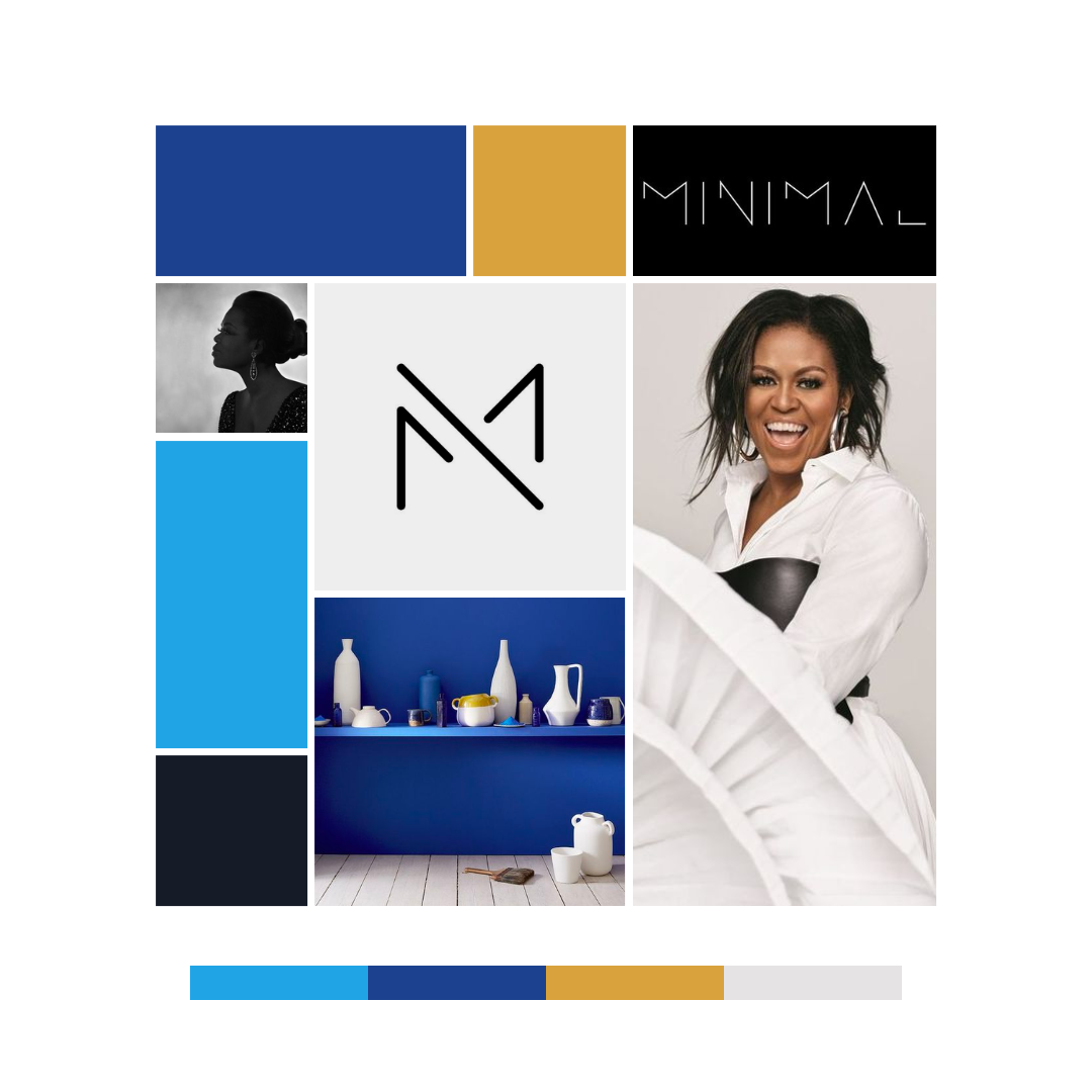 navy baby blue gold personal brand moodboard