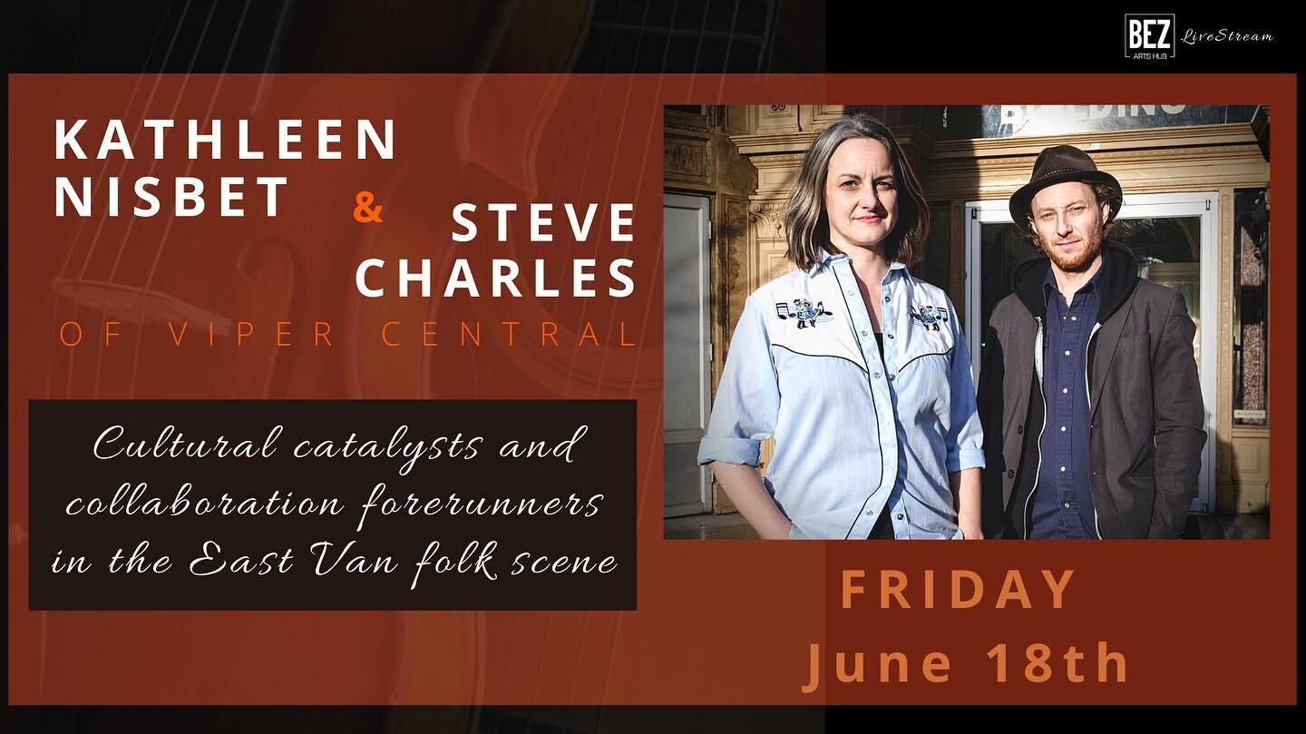 COMING THIS FRIDAY!!
June 18th!!
From Viper Central, Kathleen Nisbet accompanied by Steve Charles are coming to BEZ for a livestream concert!
&bull;
Click the link in our bio to purchase your Live Stream tickets!!! 
&mdash;&mdash;&gt;@bezartshub
&bul