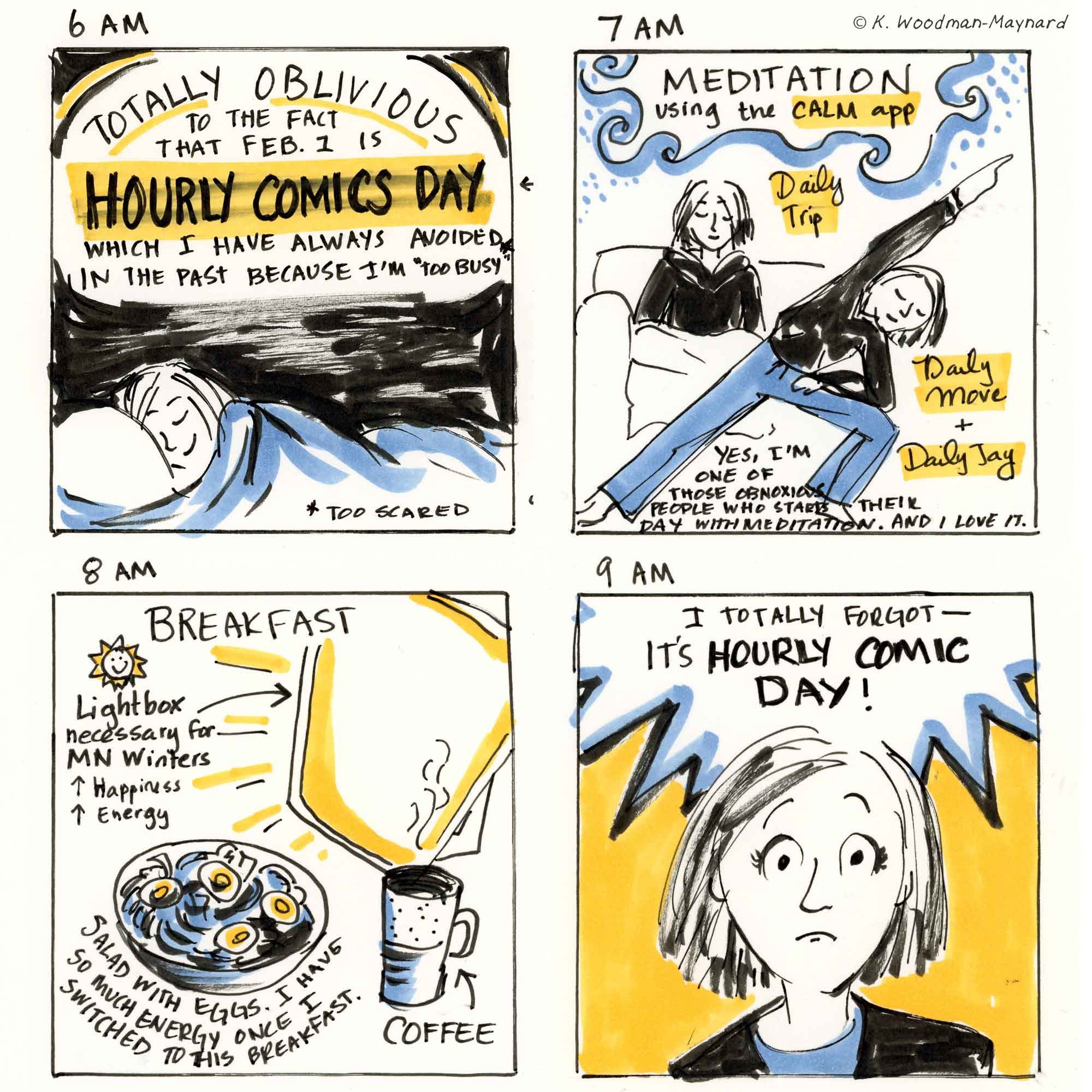  Hourly Comic Day in 2022, by graphic novelist K. Woodman-Maynard. 