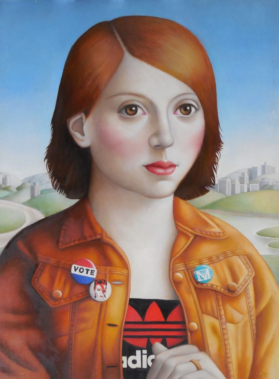 Young Woman in Orange Jean Jacket