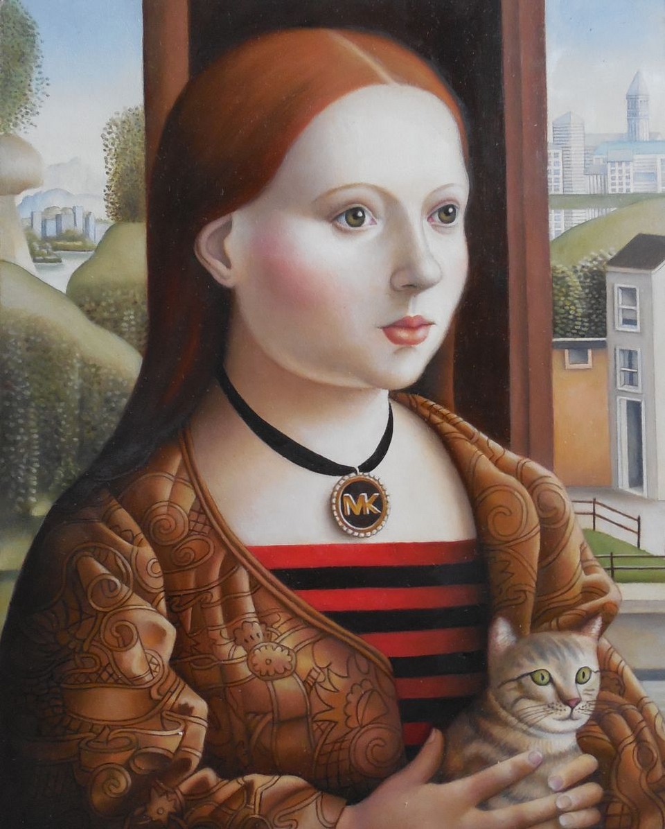 Young Woman with Cat