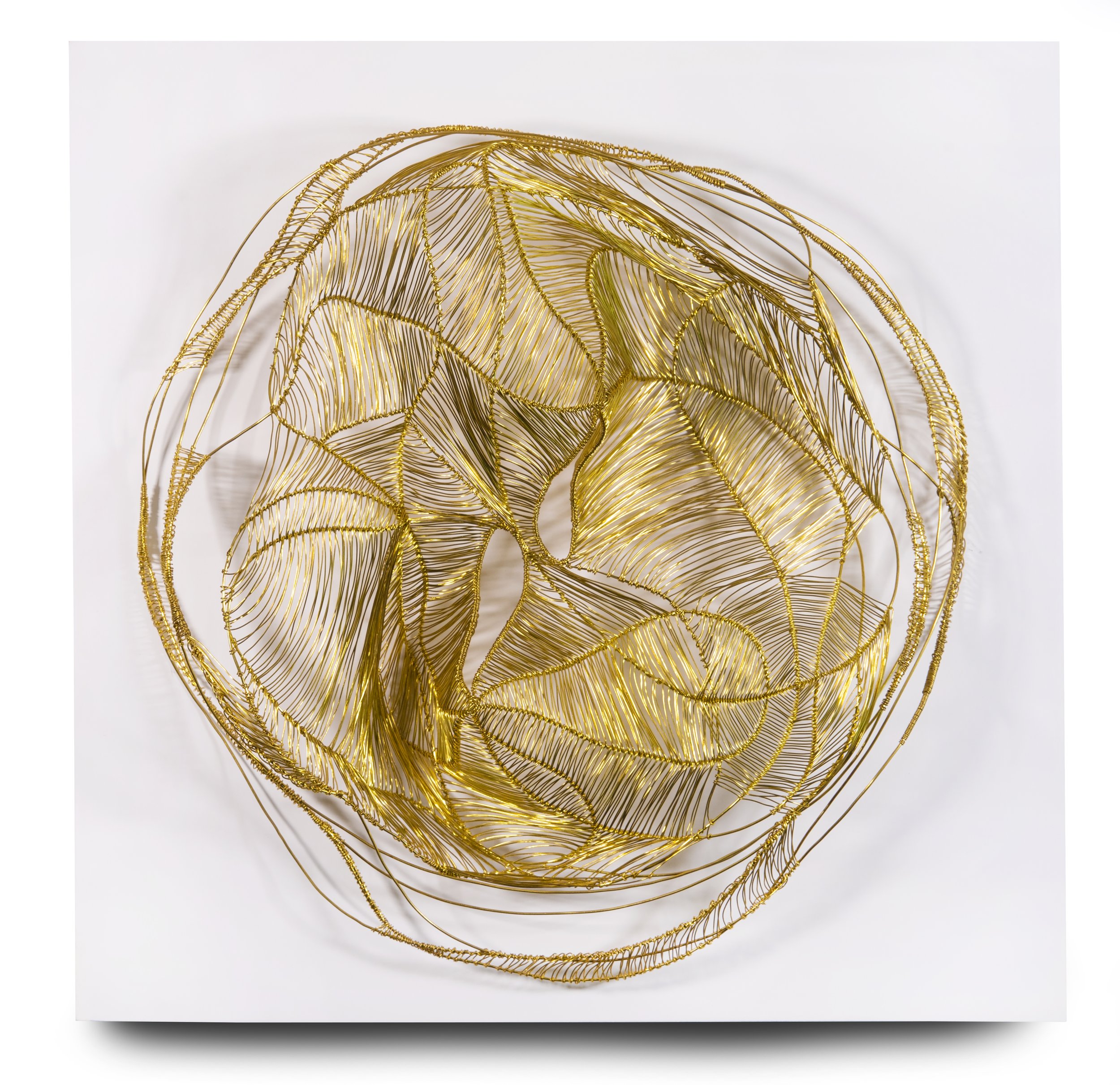   Walk Slowly - Nest in Gold 2 , brass wire, 18” x 18” x 7” 