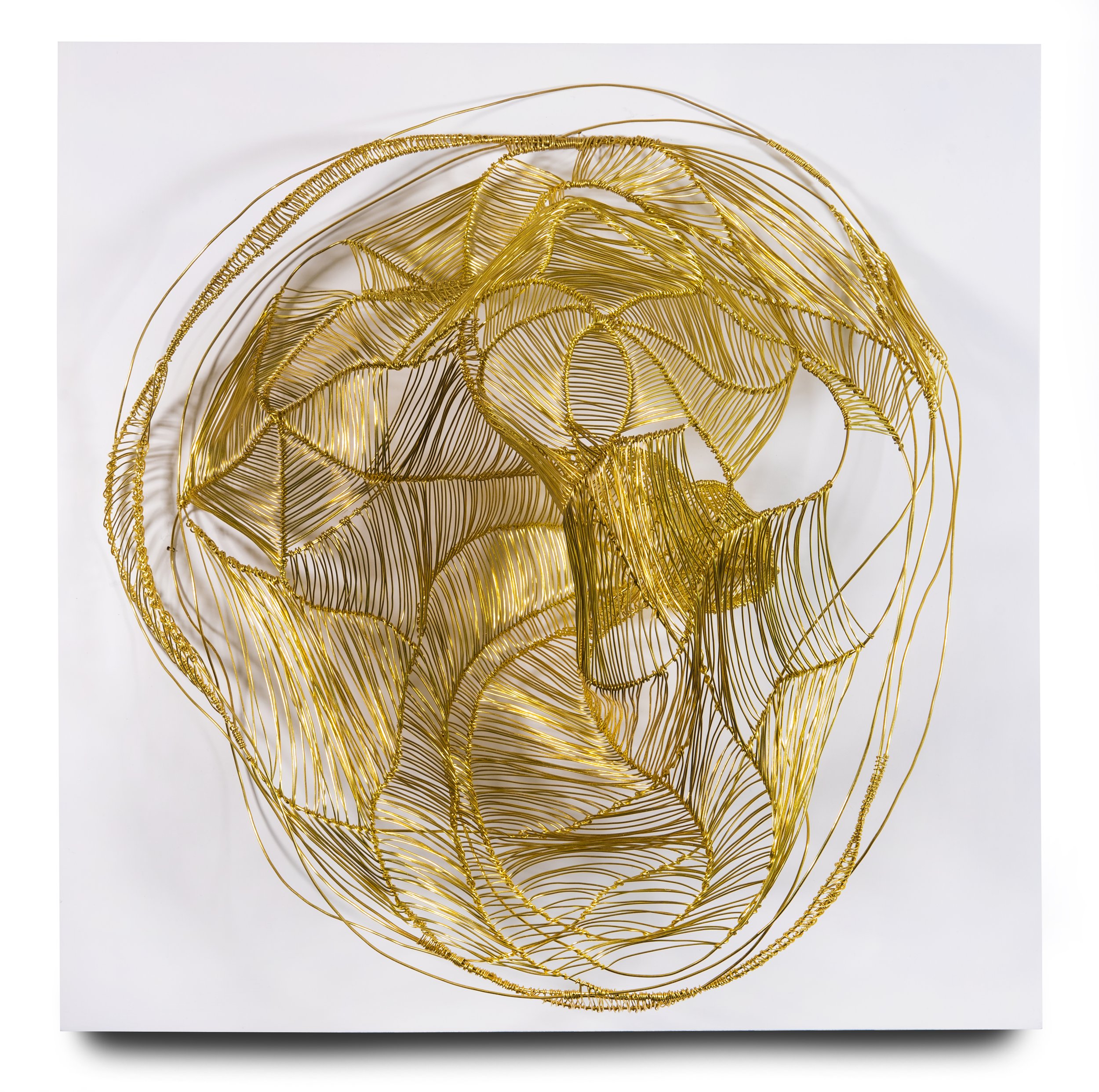   Walk Slowly - Nest in Gold 3 , brass wire, 18” x 18” x 7” 