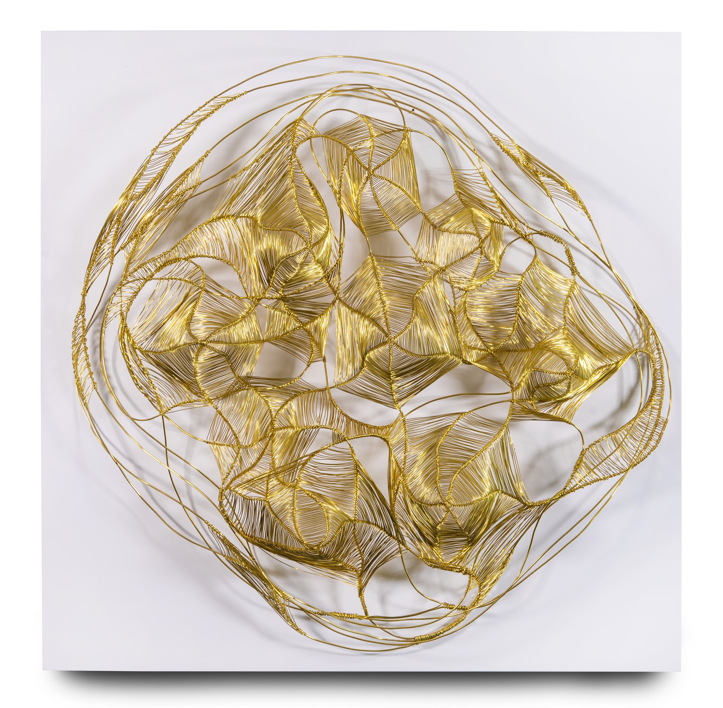   Walk Slowly - Nest in Gold 1 , brass wire, 18” x 18” x 7” 