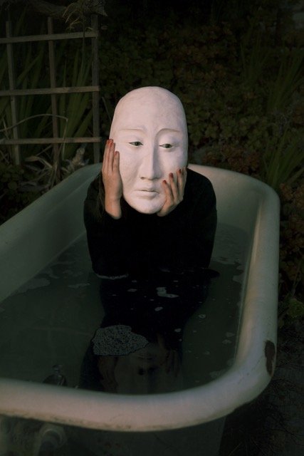 Mask in Tub , photograph, acrylic mount frame, edition of 10, 30" x 20"