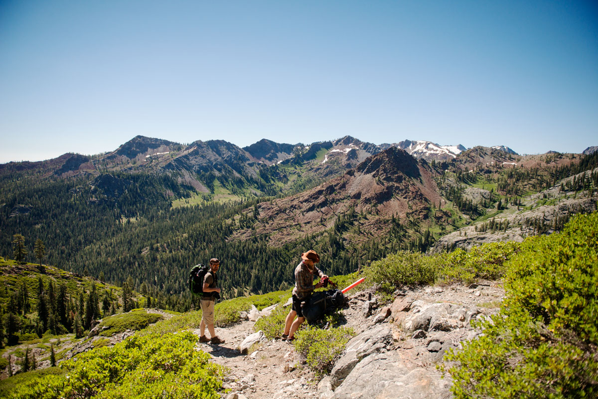 Backpacking up the Swift Creek Trail in the Trinity Alps Wilderness.