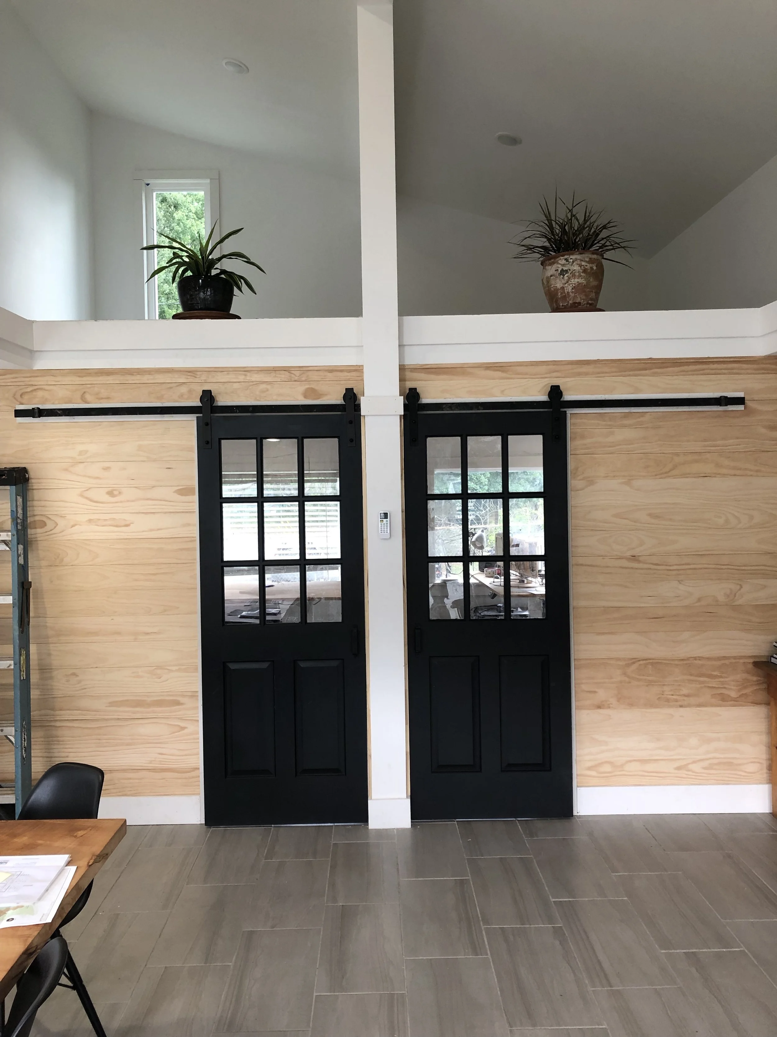 salvaged Barn Doors at our office