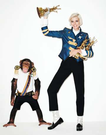 Agnyess Deyn as Michael Jackson shot by Terry Richardson for Harper's Bazaar