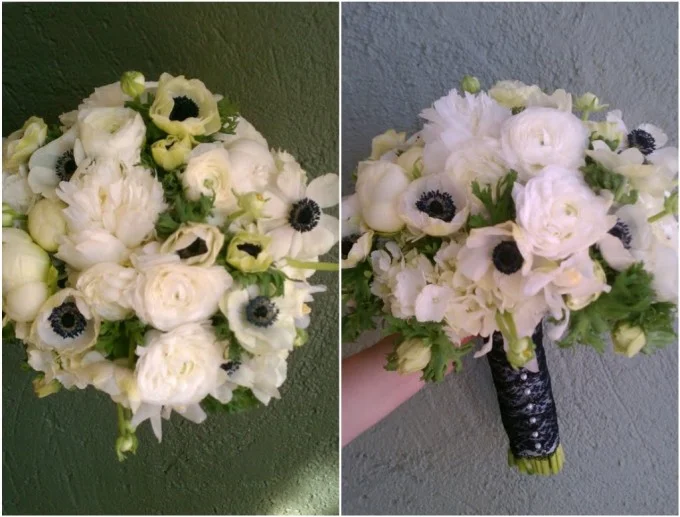 white bouquet anemone peony ranunculus Branching Out Floral Design via Crooked Stove Top