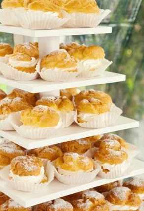 Cream puff tower - Mirelle Carmichael Photography via Style Me Pretty