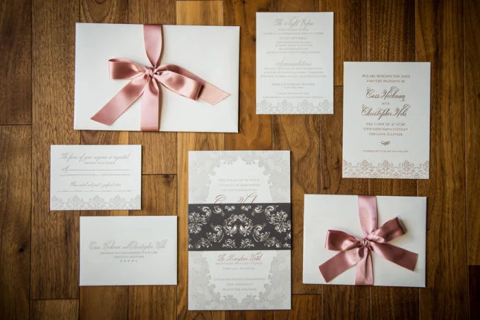 1. Langham Chicago Wedding. Steve Koo Photography. Sweetchic Events. Blush Grey Invitation Suite.