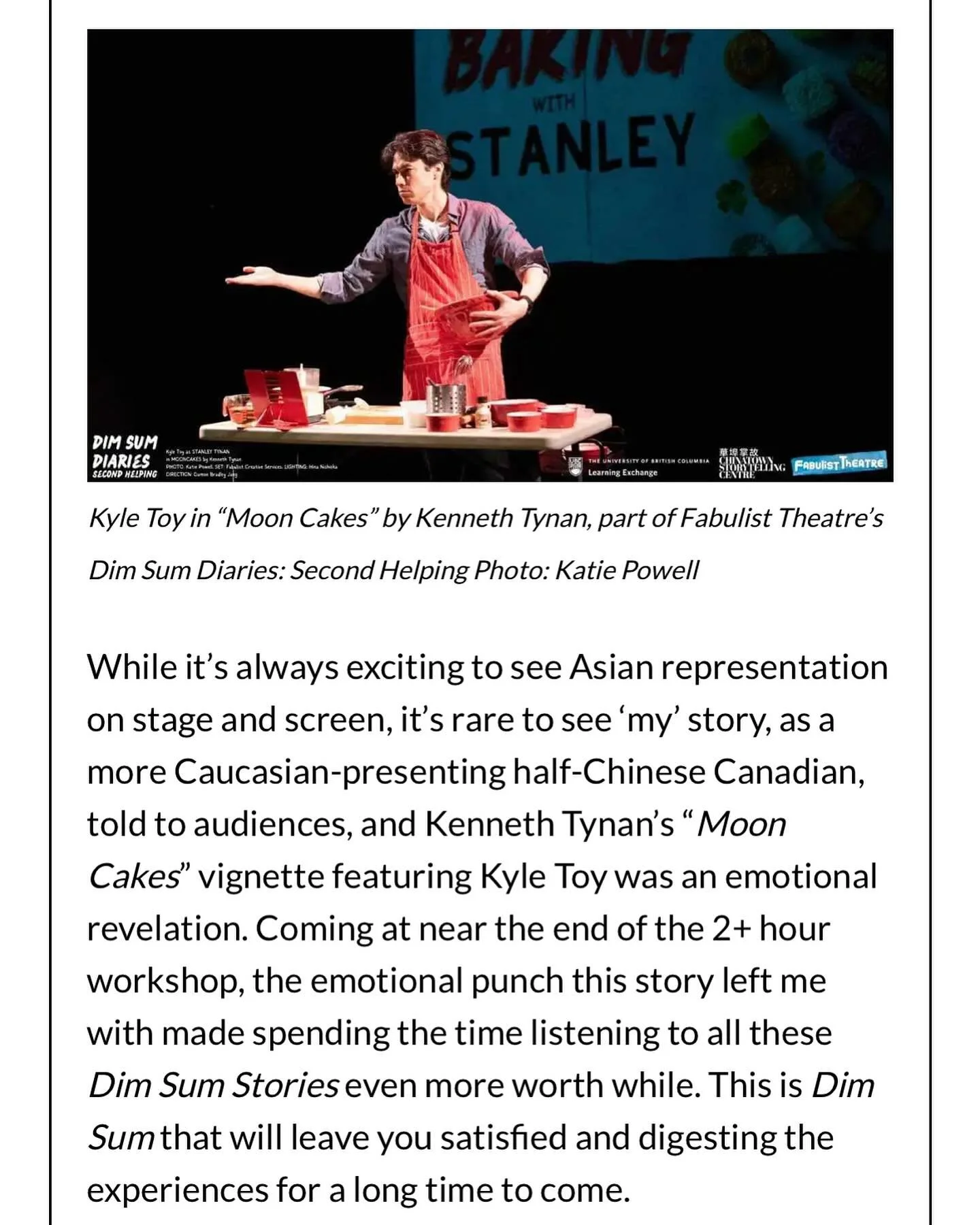 So glad &ldquo;Moon Cakes&rdquo; hits home. Thank you @kyletoyofficial for bringing my words to life and thank you to @fabulisttheatre for asking me to be apart of this process. @jminter thank you for digesting this piece and I hope you felt seen 🙂
