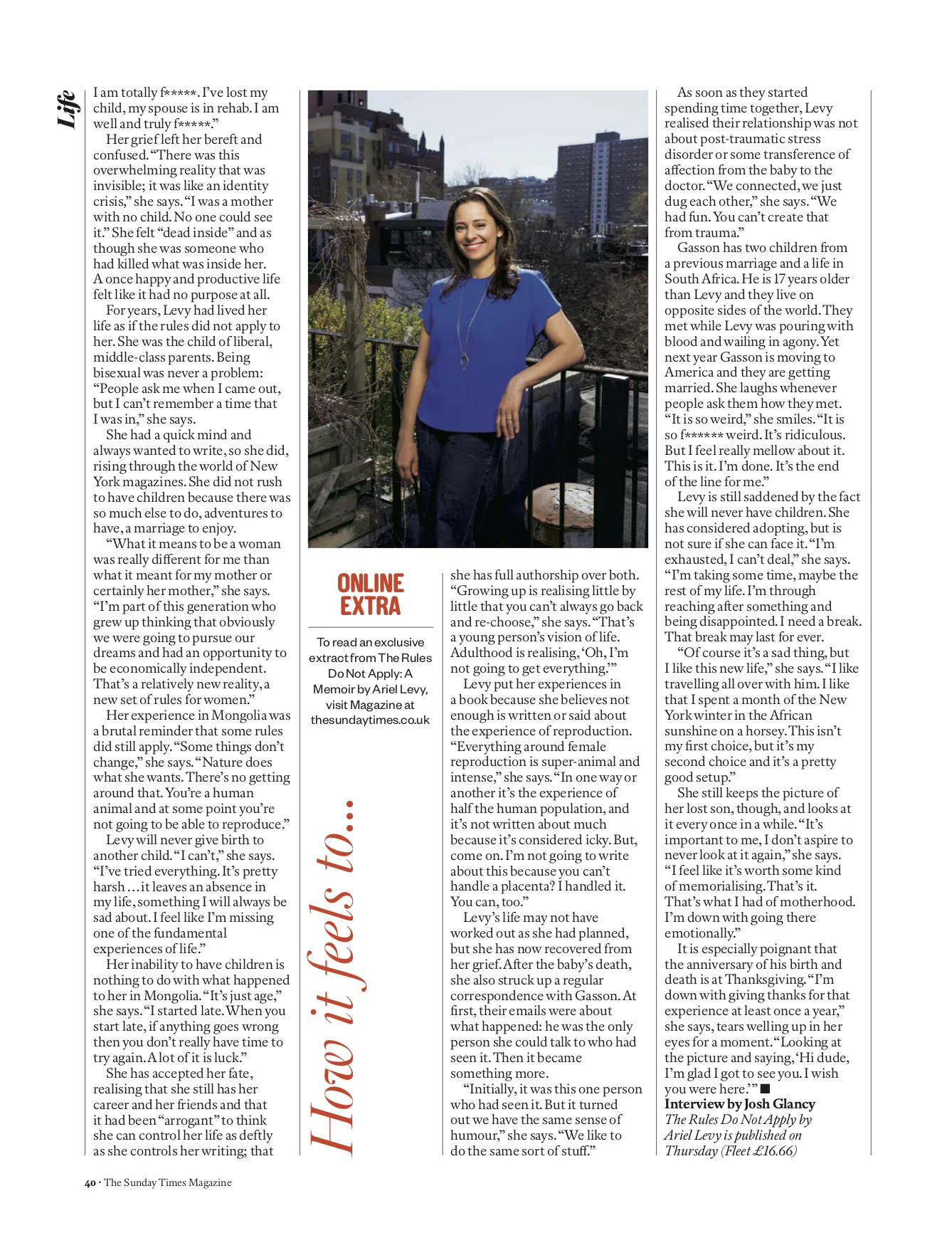 Ariel Levy for The Sunday Times Magazine