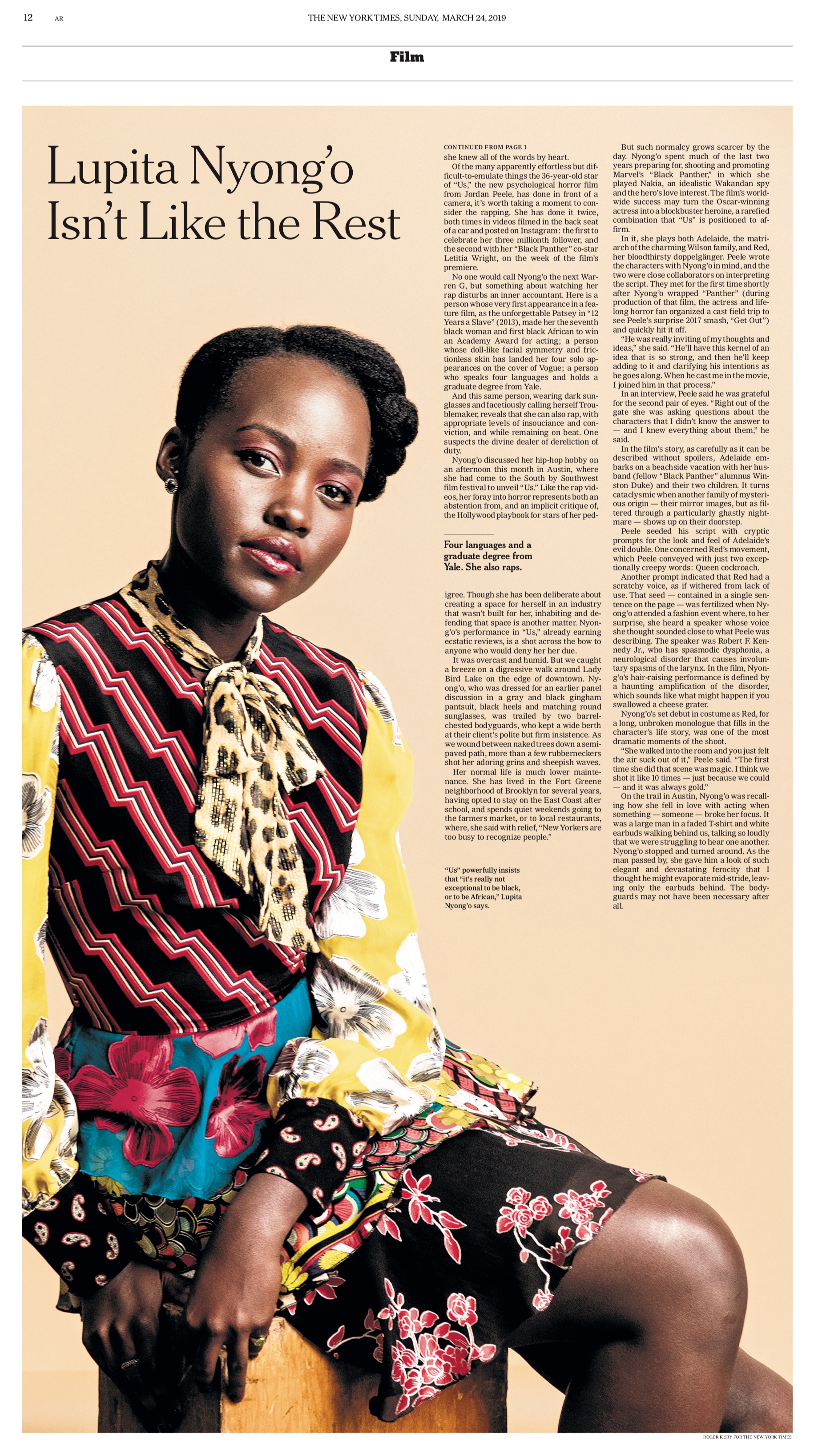  Lupita Nyong'o for  The New York Times 