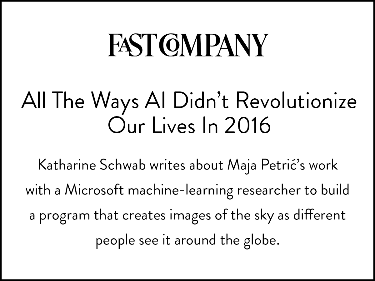 Fast Company cover Maja Petric's work creating AI-generated images of the sky in Microsoft Research.