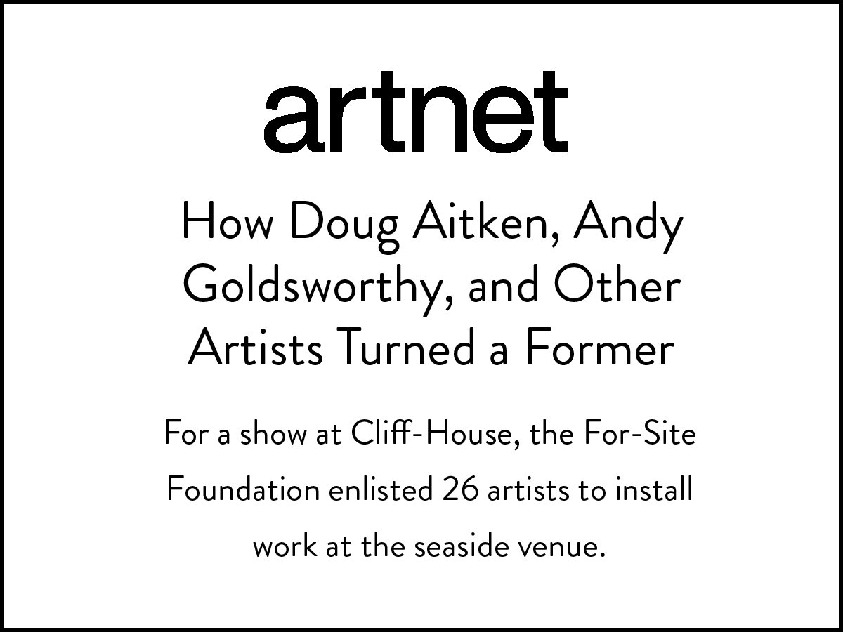 Art exhibition including the work of Maja Petric, Doug Aitken, Andy Goldsworthy; featured in artnet.