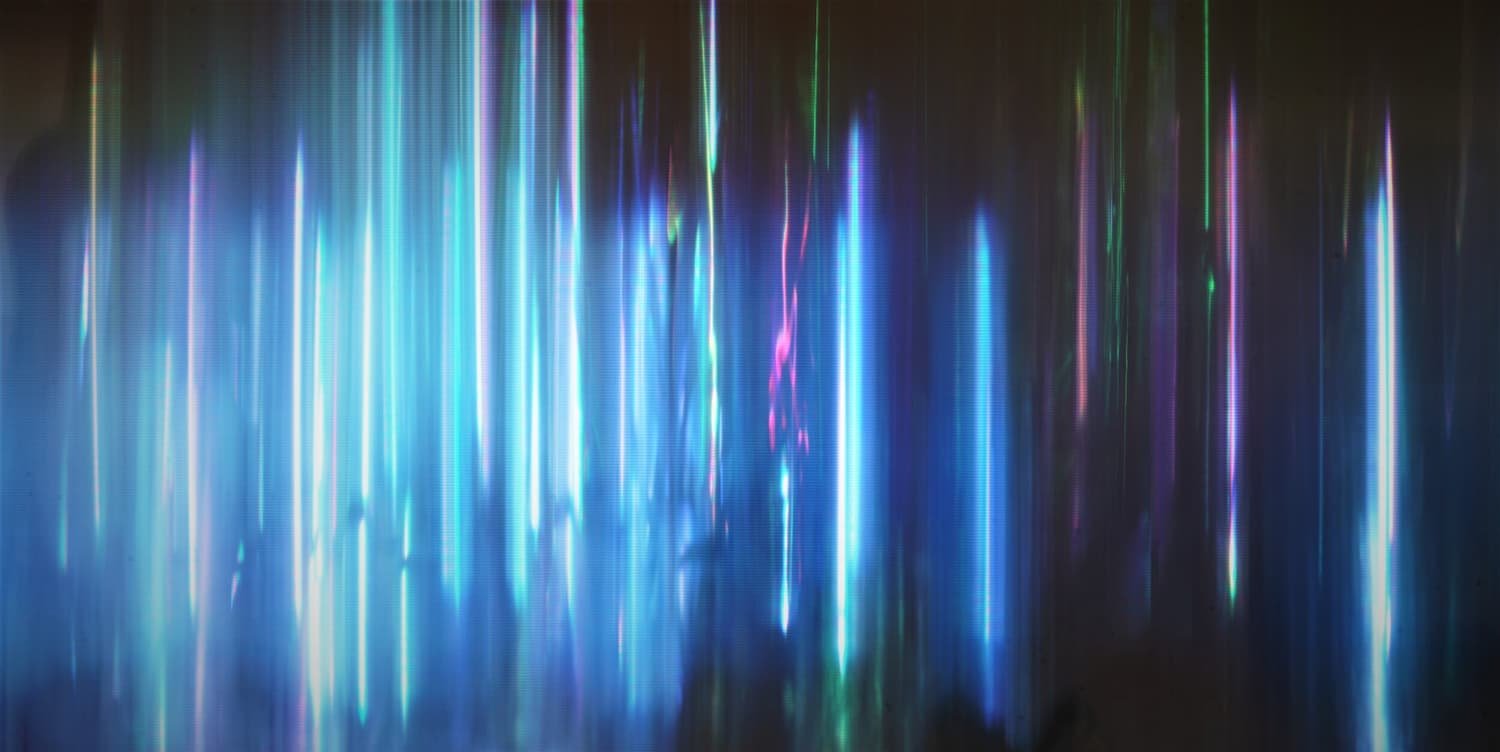 A close up of the LED lights and optical fibers used in the sculpture.