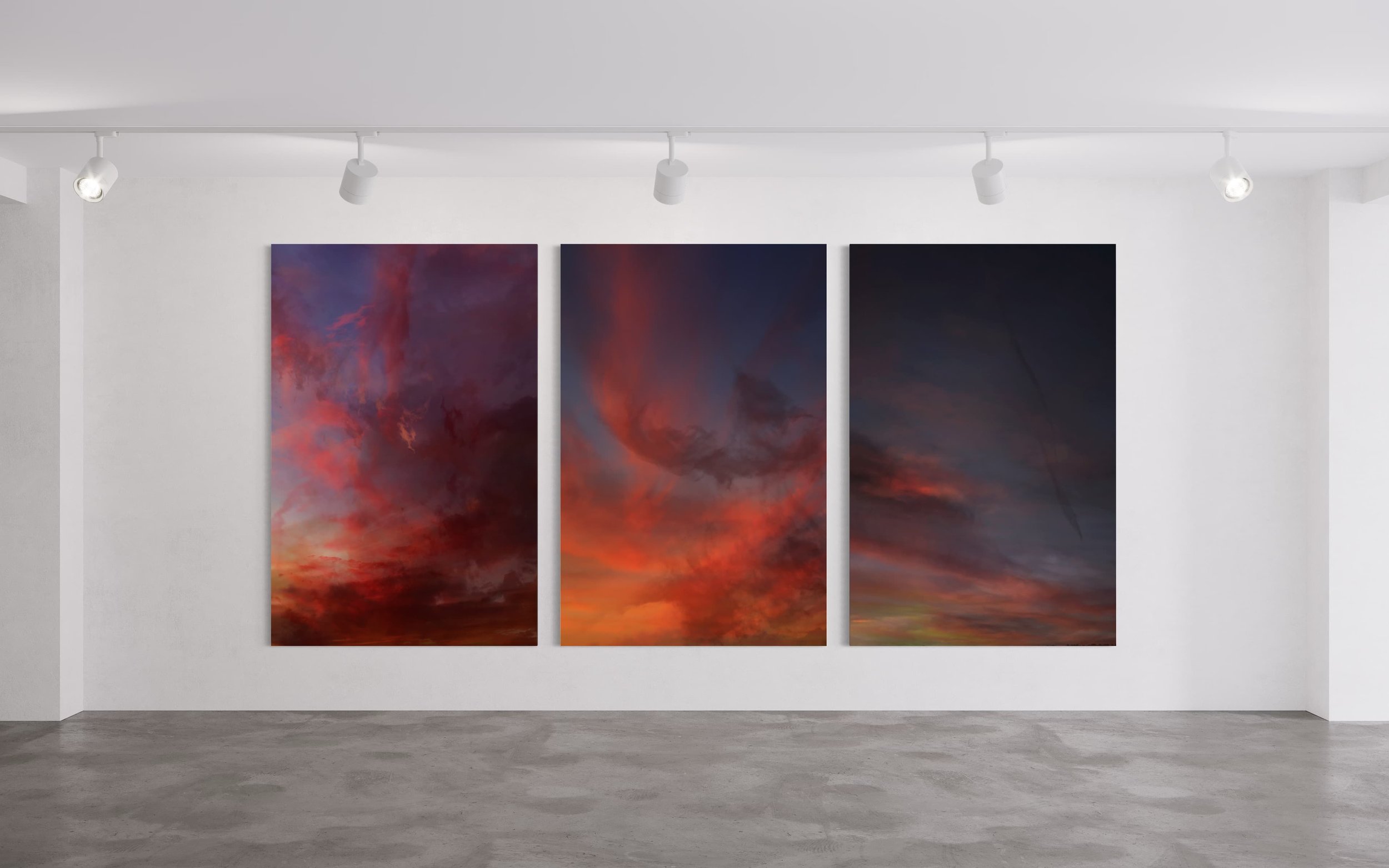 Front facing position of the triptych lenticular prints, experiencing different frames and a sense of motion.