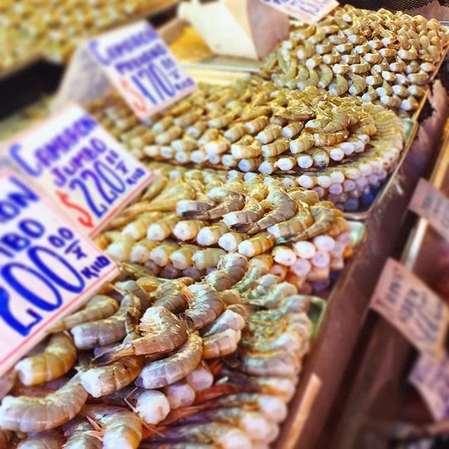 Shrimp galore Ensenada fish market.