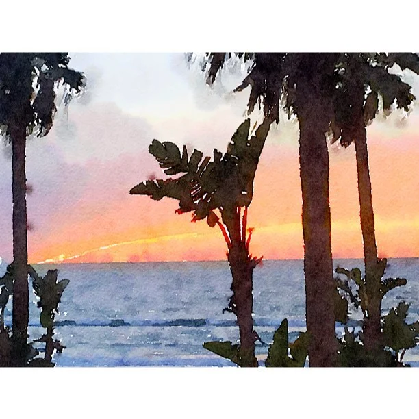 Watercolor Mexican sunset