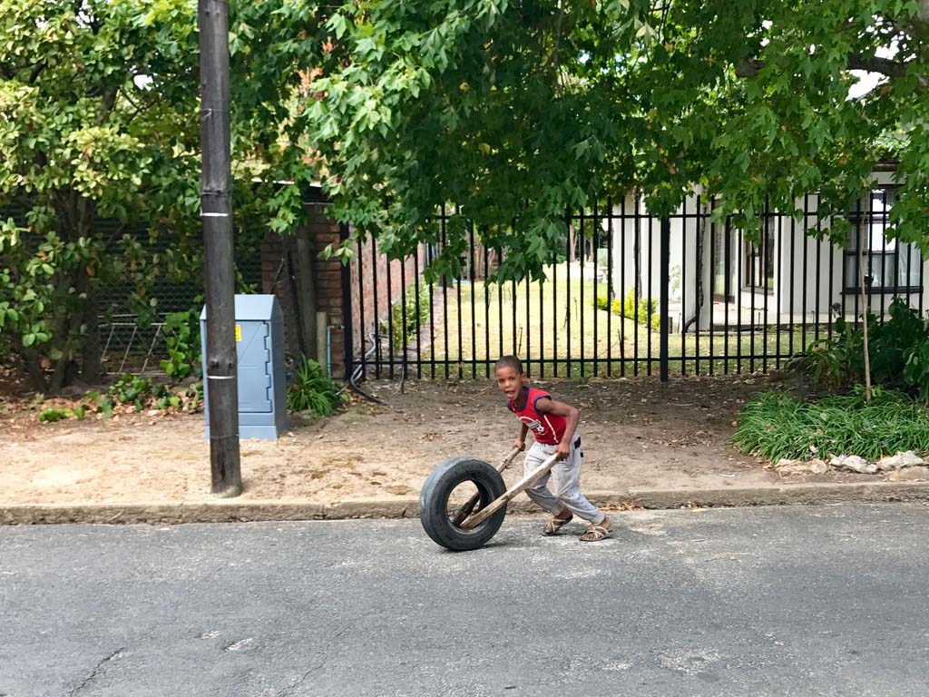 little boy with wheel