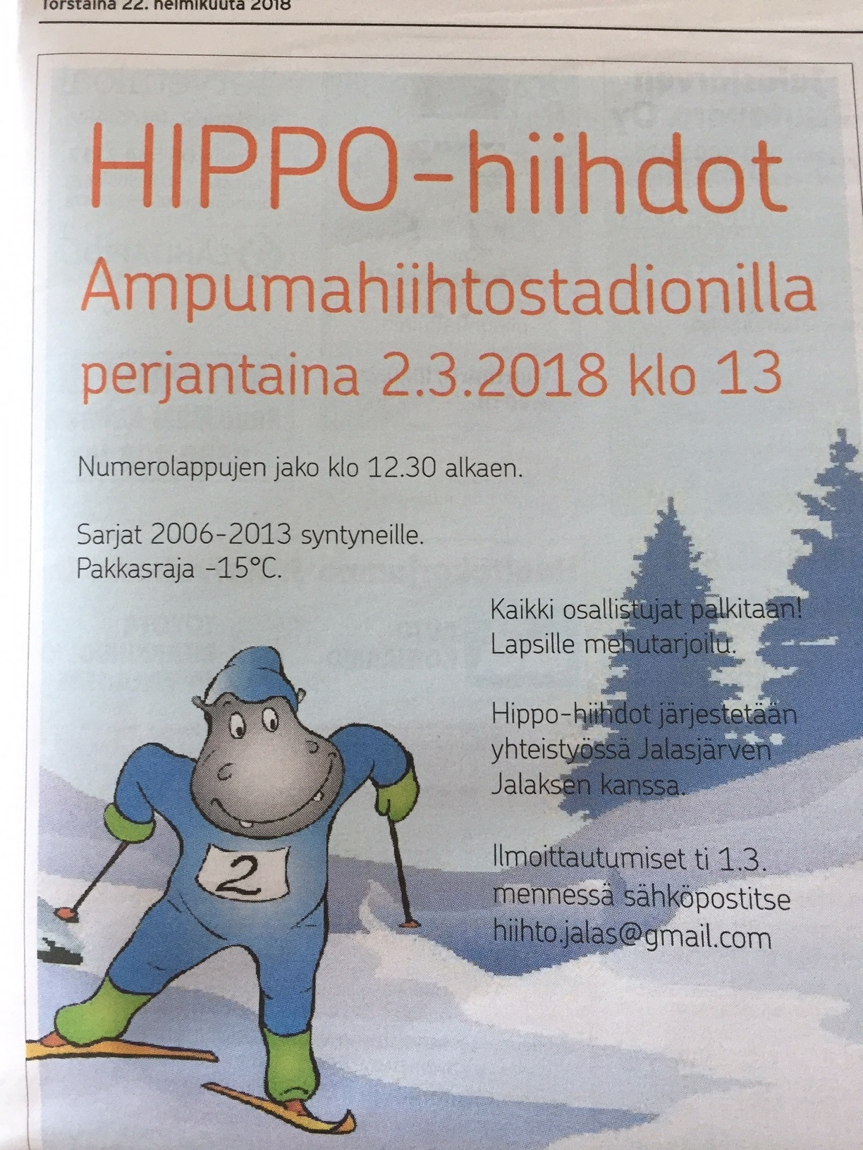 Hippohiihdot ampumahiihtostadionin maastossa