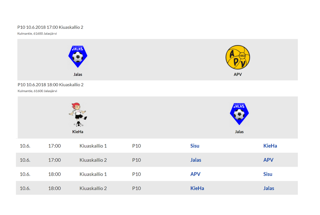 Jalkapallo P10 turnaus Kiuaskalliolla