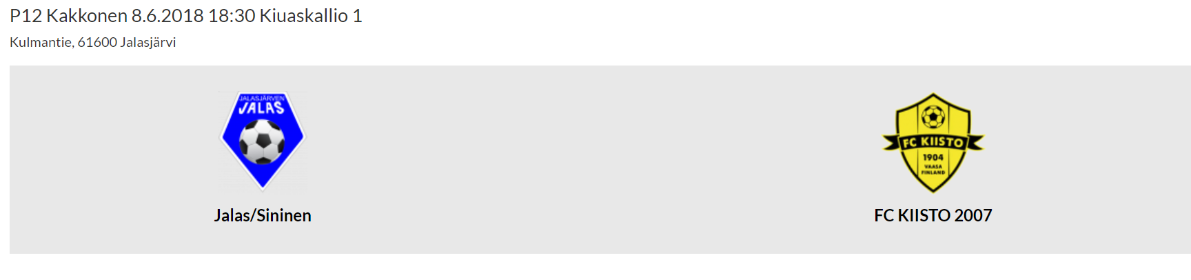 Jalkapallo P12 Kakkosen Ottelu Jalas Sininen - FC Kiisto 2007